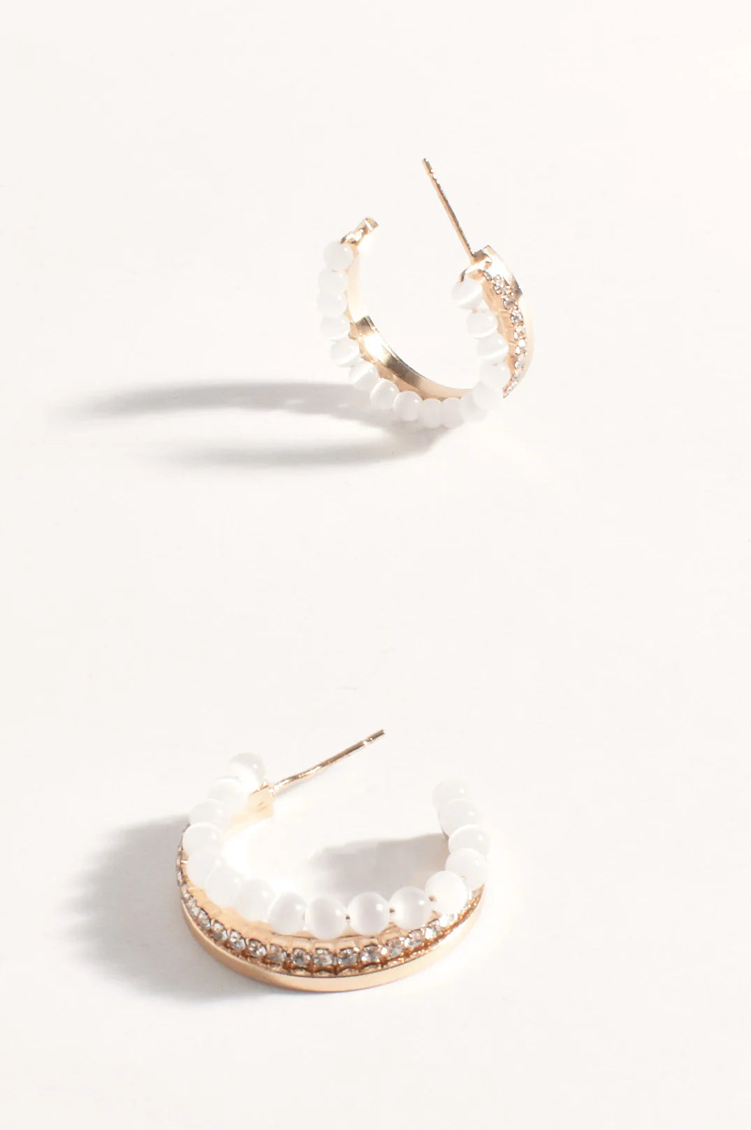 Adorne Stone Edge Diamante Mini Hoops