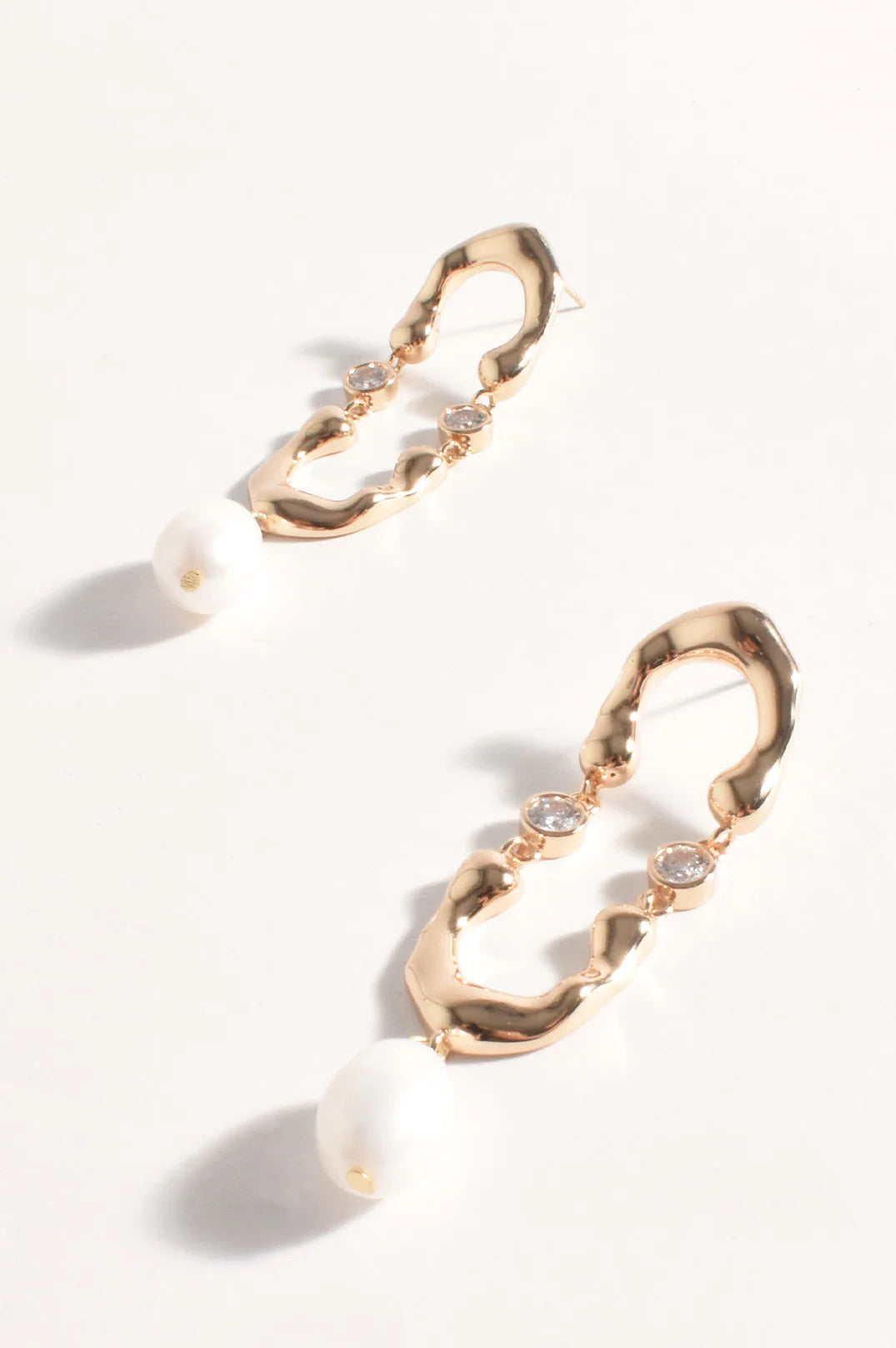 Adorne Freshwater Pearl Drop Arch Earrings - Cream