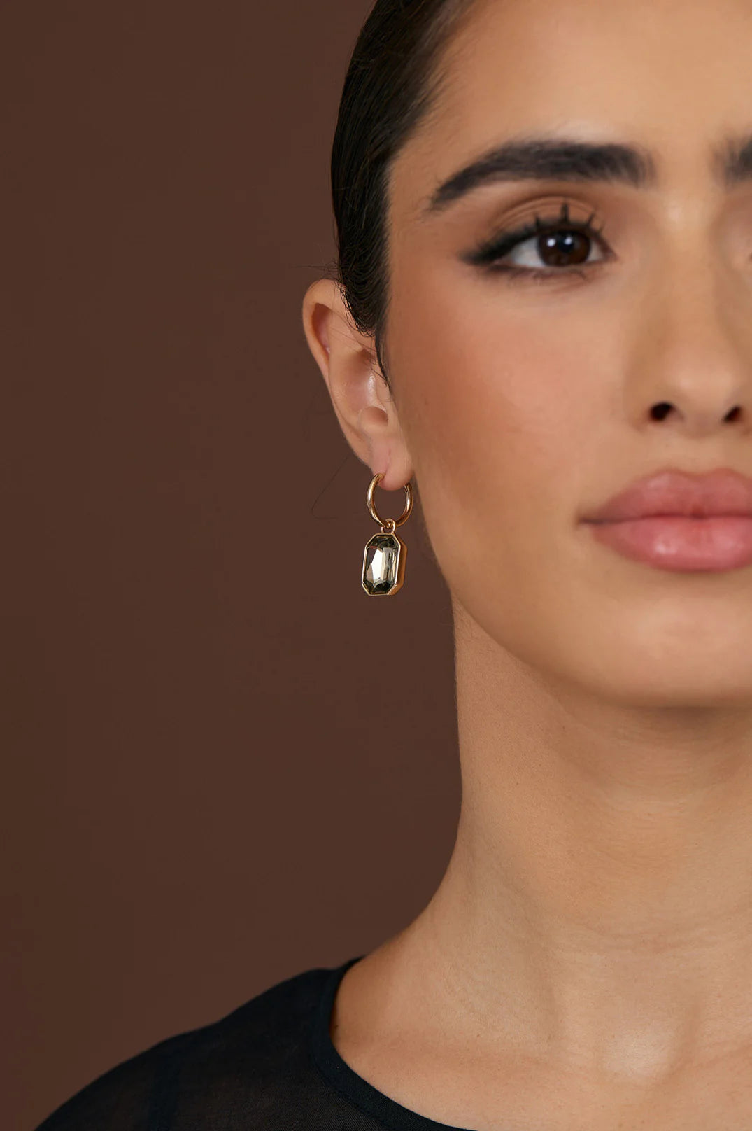 Adorne Mini Jewel Drop Earrings - Green