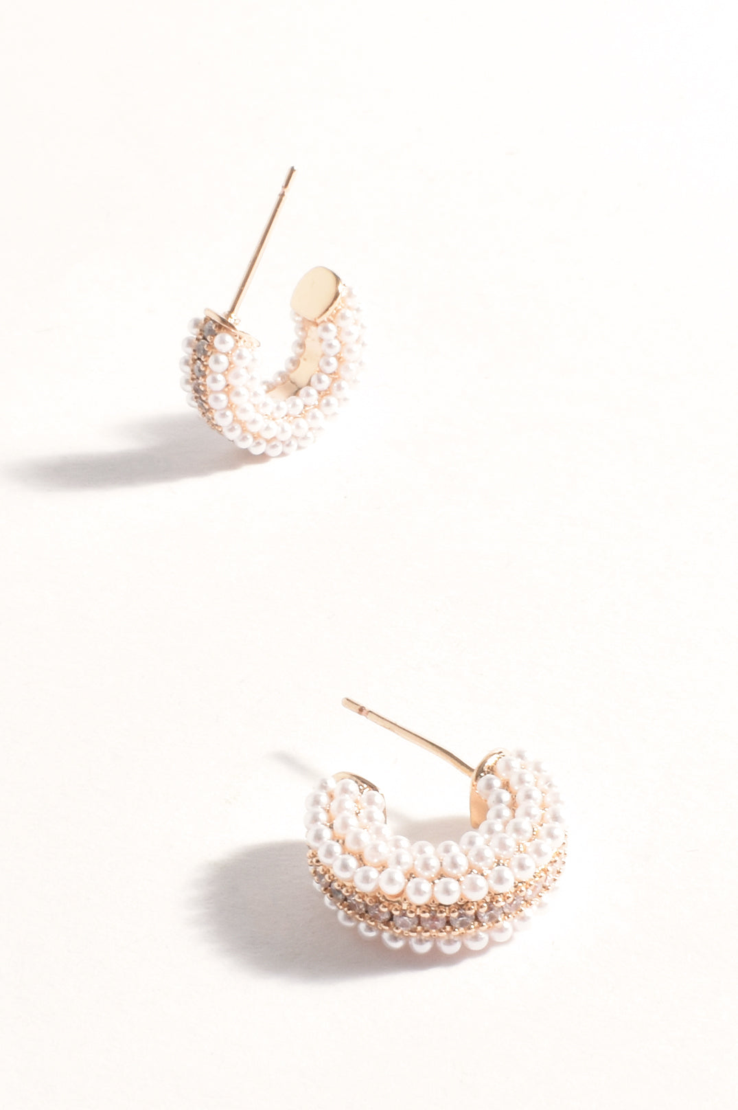 Adorne Mini Faux Pearl Event Hoops