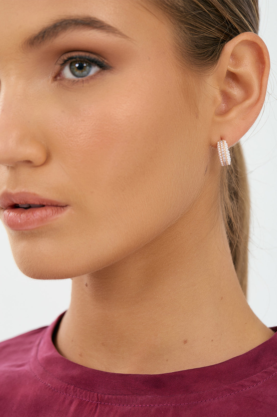 Adorne Mini Faux Pearl Event Hoops