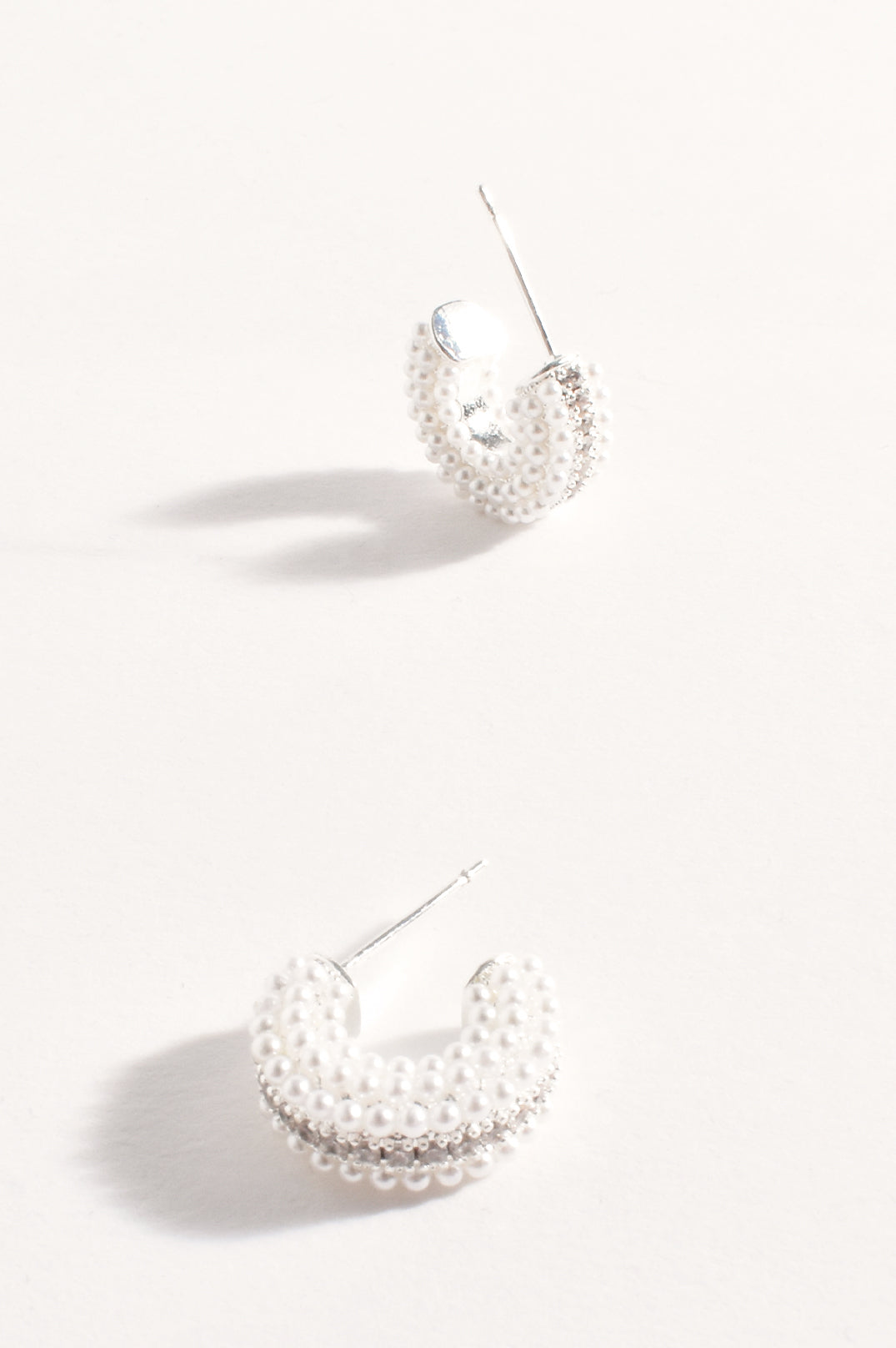 Adorne Mini Faux Pearl Event Hoops