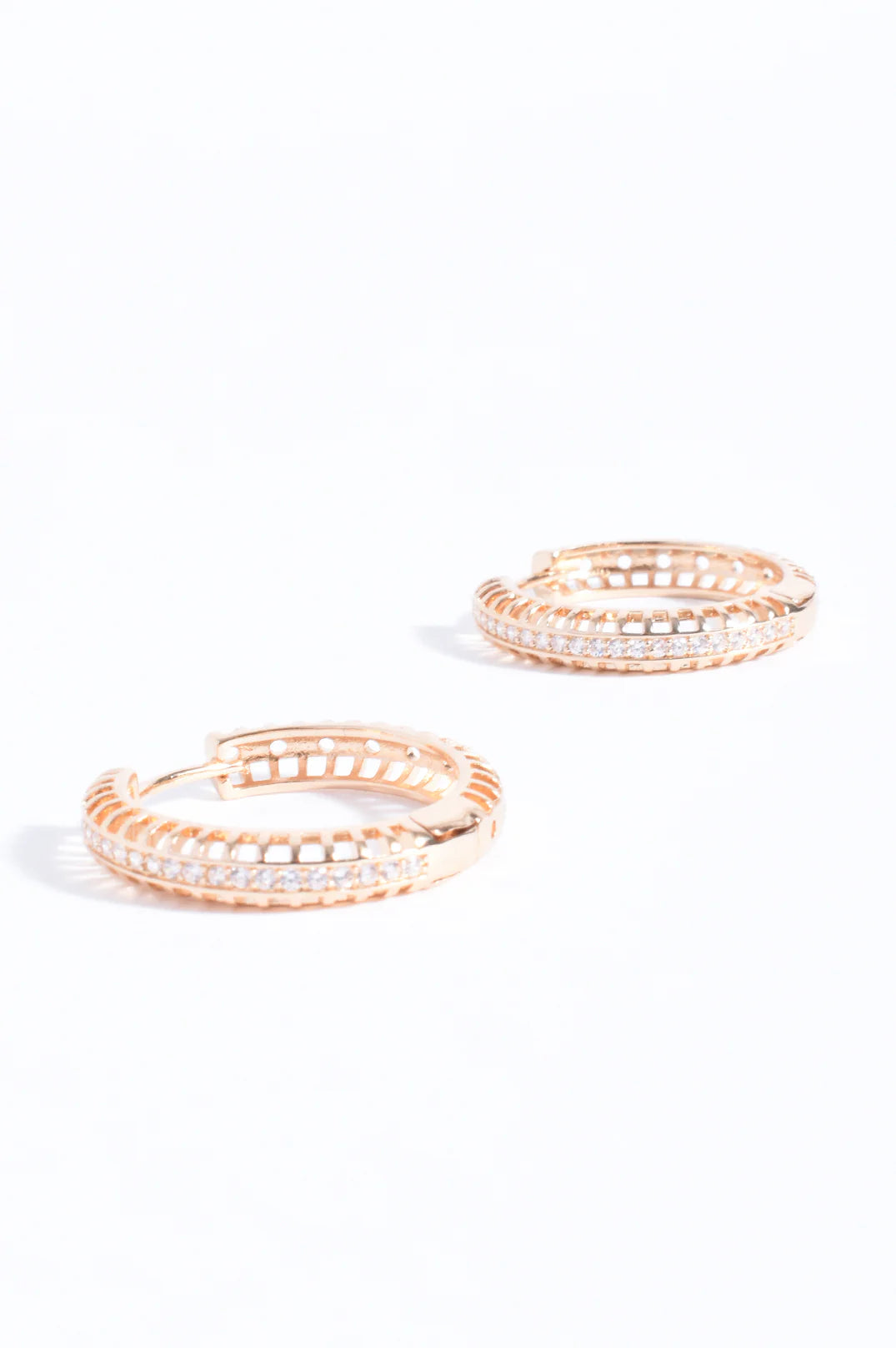 Adorne Diamante Detail Hinged Hoops - Gold