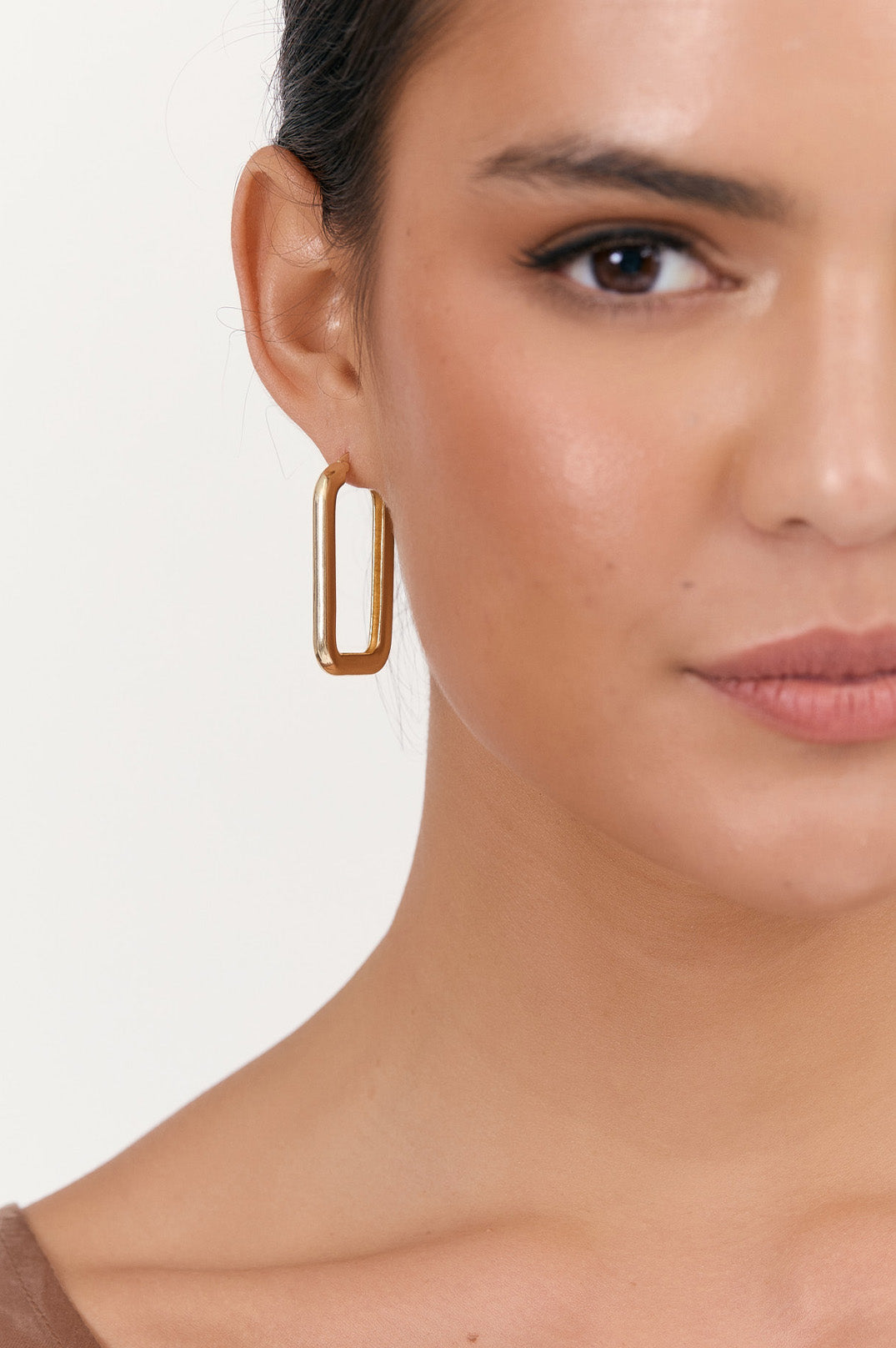 Adorne Simple Metal Oval Hoop Earrings