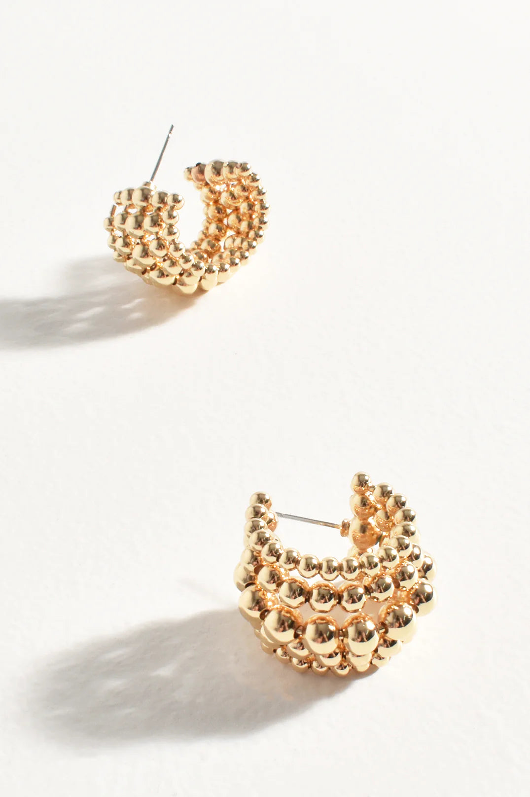 Adorne Many Rows Metal Ball Mini Hoops