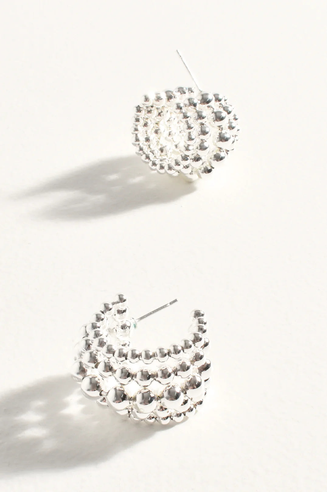 Adorne Many Rows Metal Ball Mini Hoops