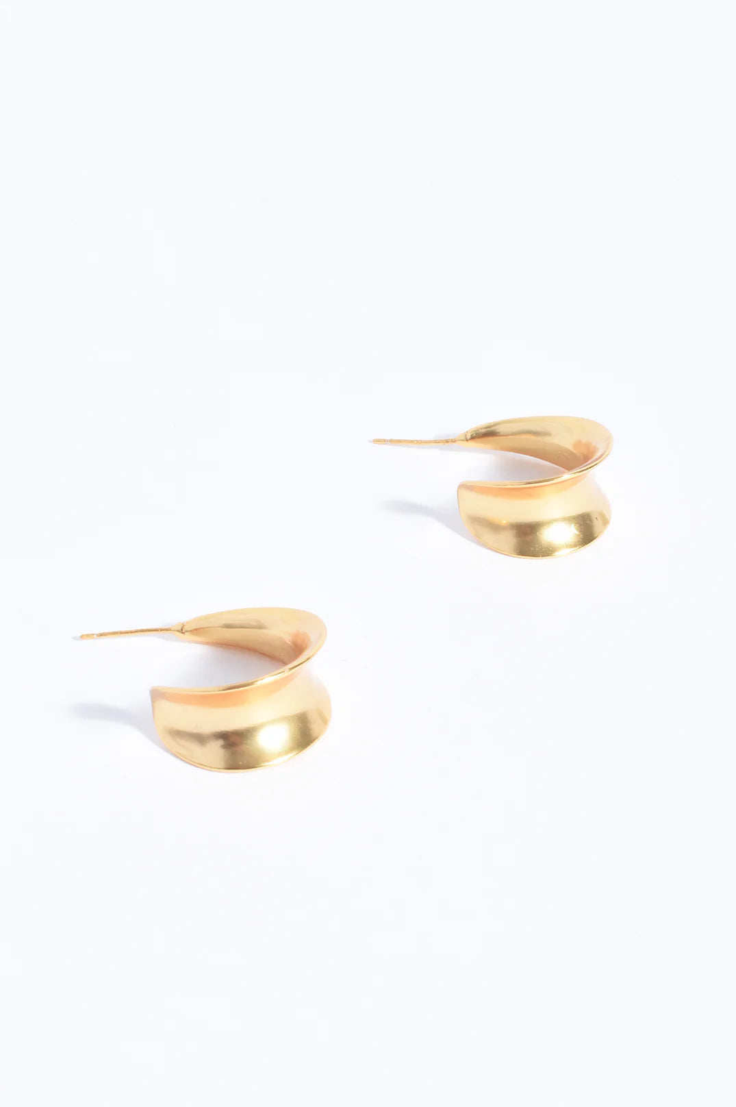 Adorne Curved Metal Essential Hoops - Gold