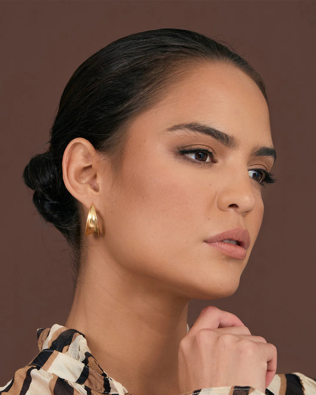Adorne Curved Metal Essential Hoops - Gold