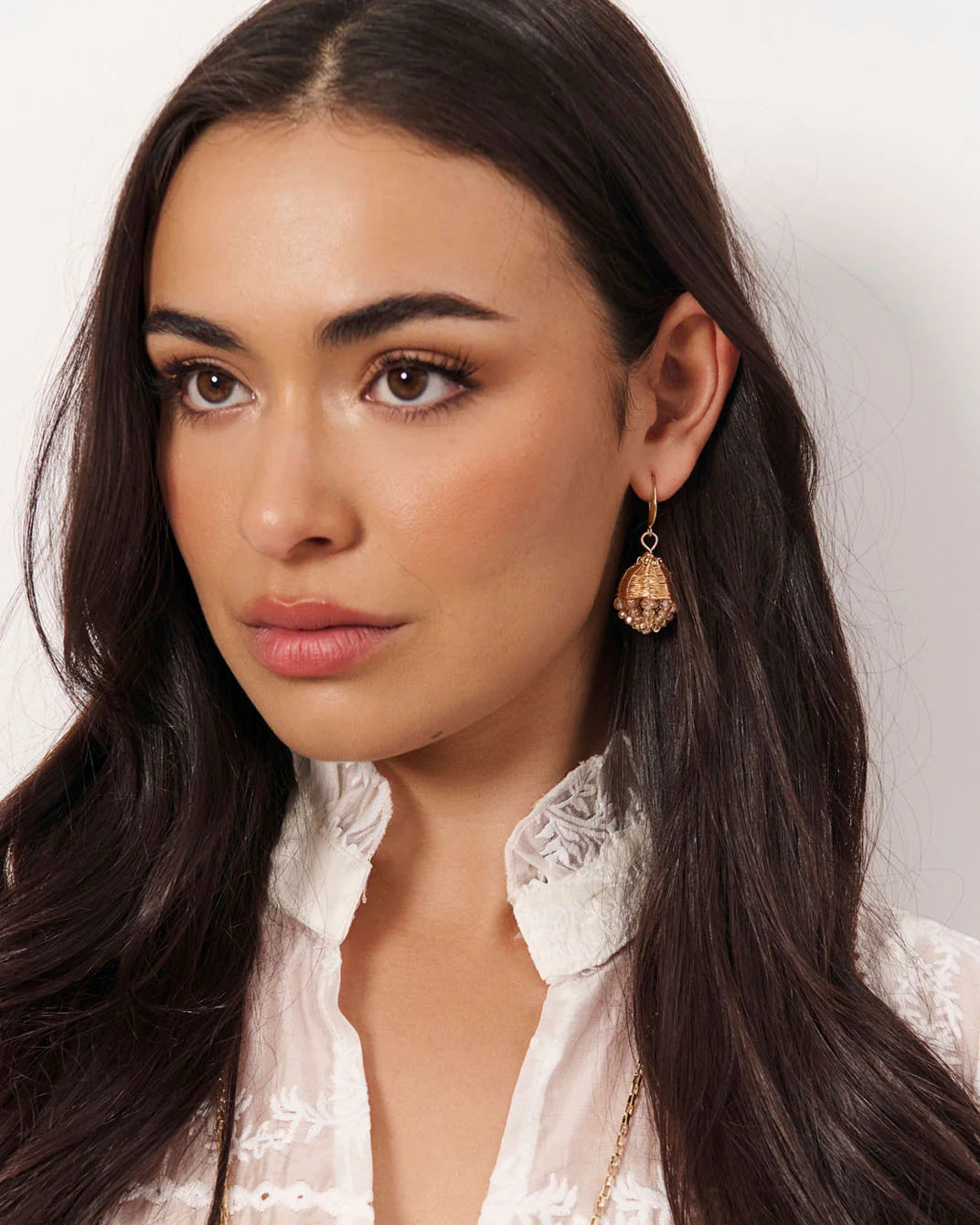 Adorne Artisan Woven Ball Earrings - Gold