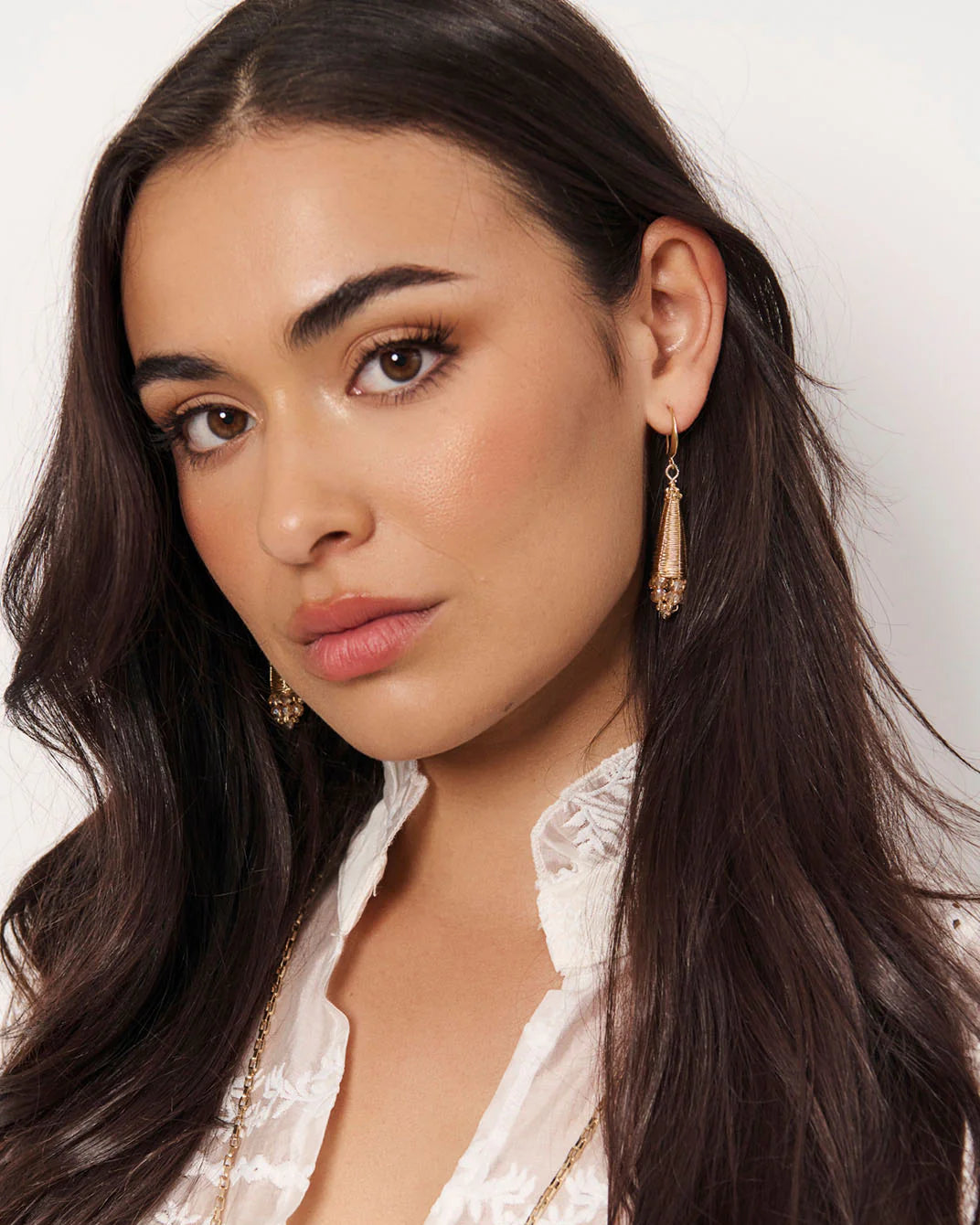 Adorne Long Woven Statement Earrings - Gold