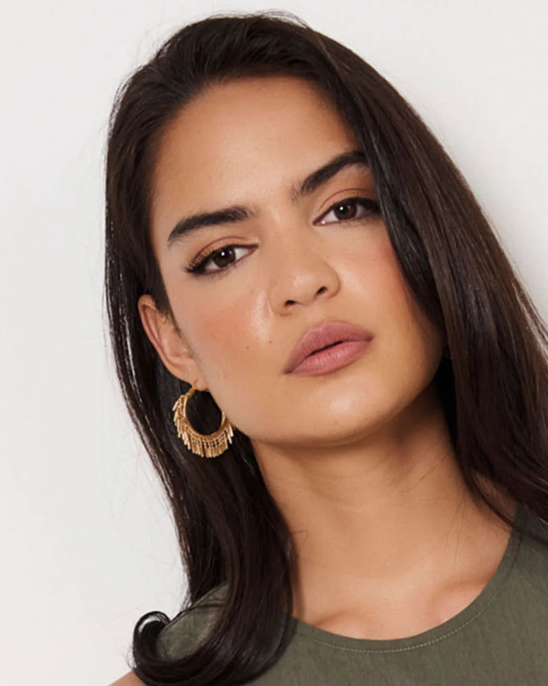 Adorne Metal Tassel Edge Hoops - Gold