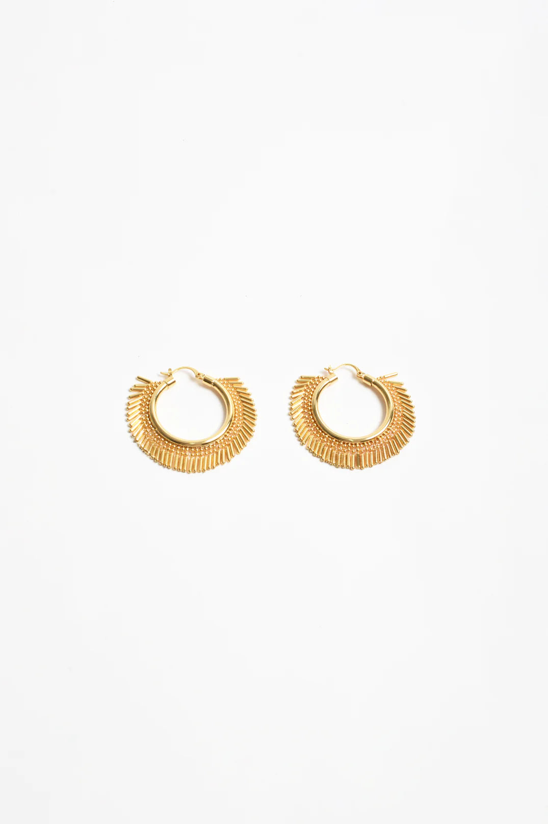 Adorne Metal Tassel Edge Hoops - Gold