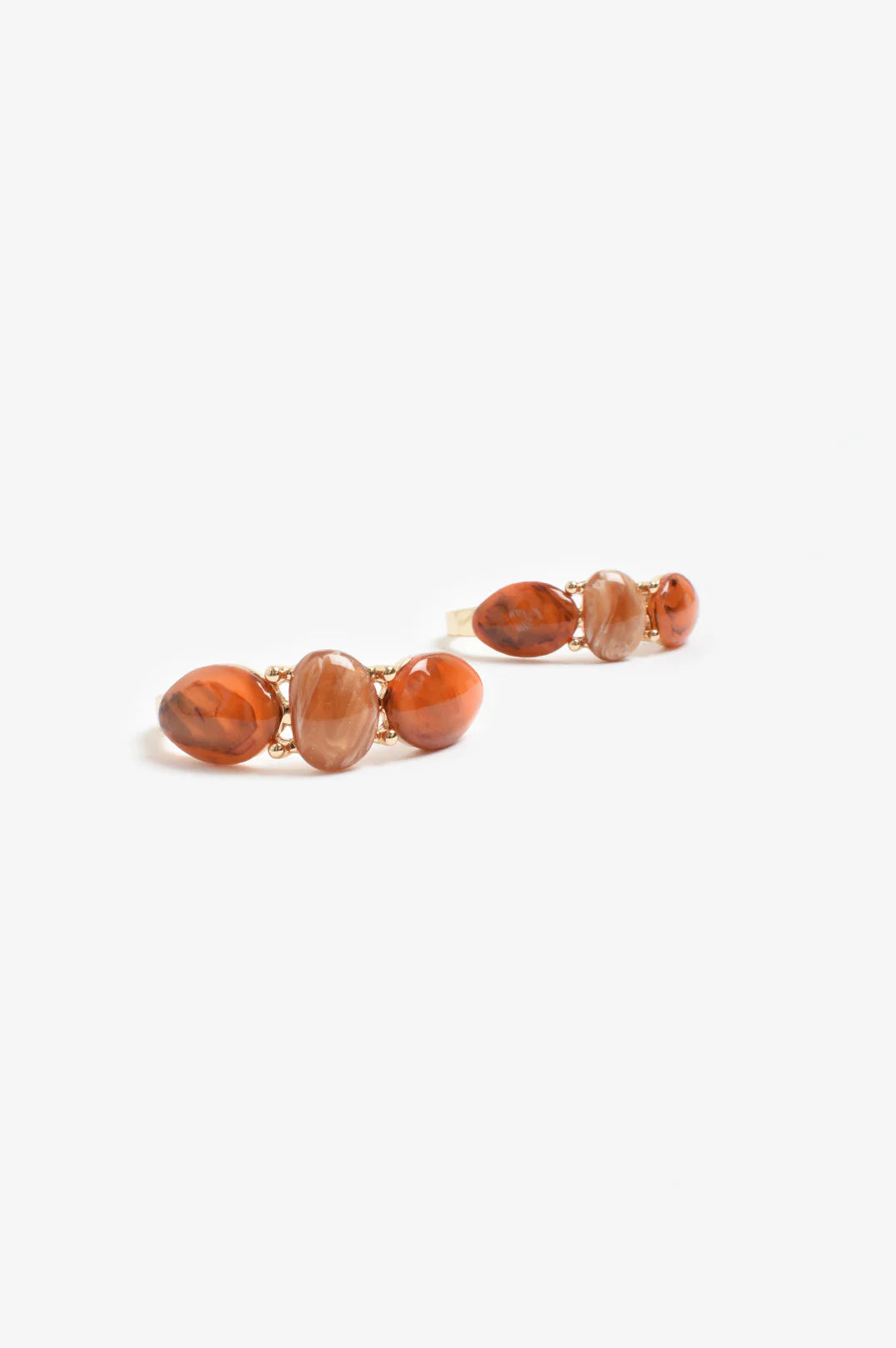 Adorne Resin Trio Event Hoops - Terracotta/Gold