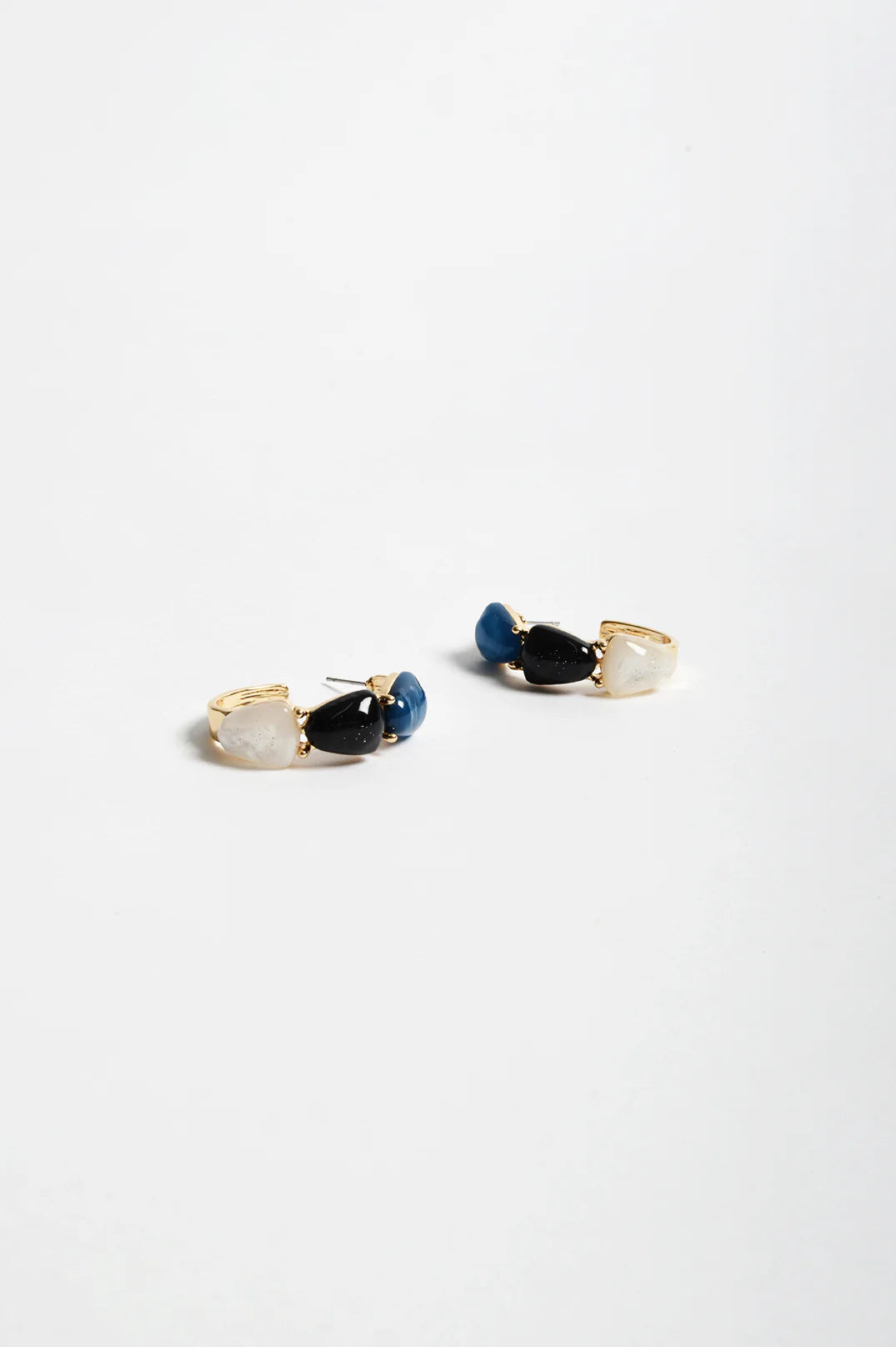 Adorne Resin Shapes Three Tone Hoops - Blue/Gold