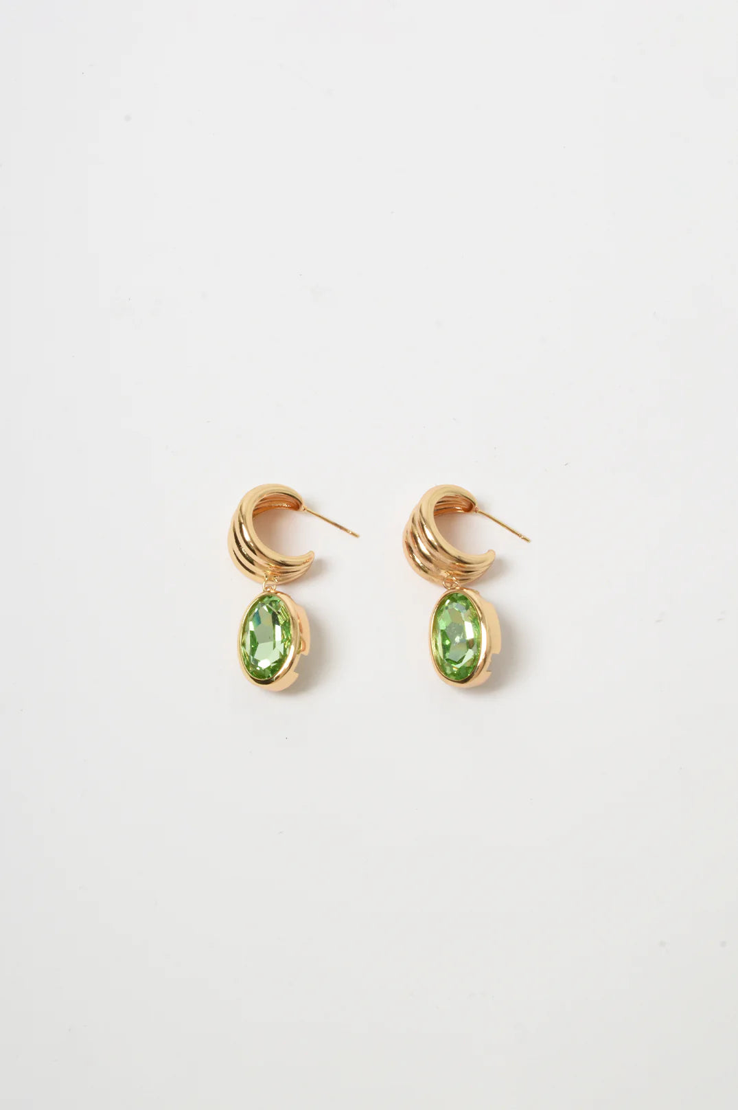 Adorne Curved Front Oval Drop Earrings - Mint