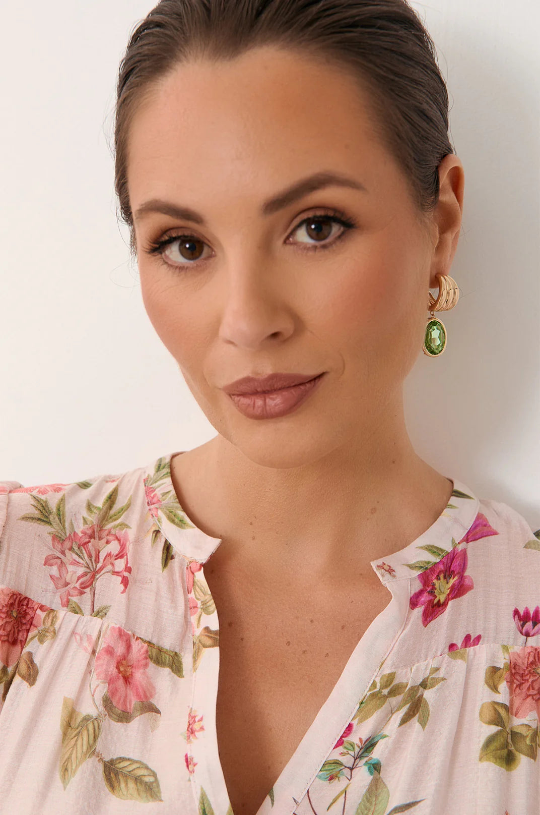 Adorne Curved Front Oval Drop Earrings - Mint