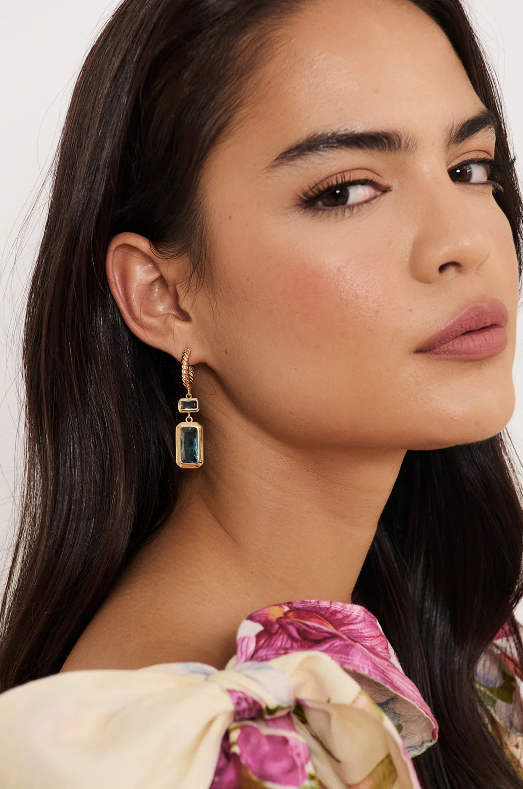 Adorne Rectangle Drop Twist Hoops