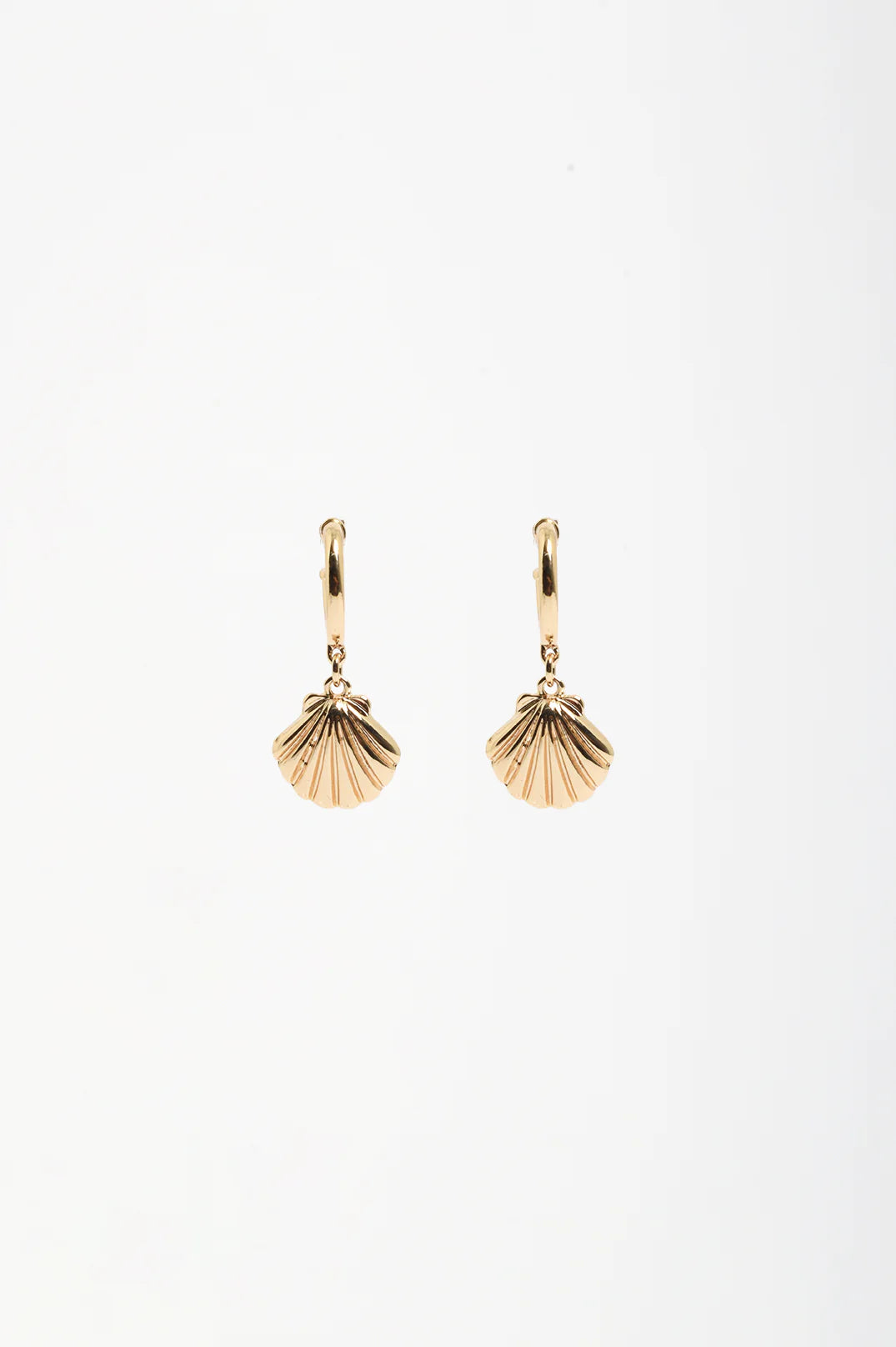 Adorne Mini Metal Shell Hoops - Gold