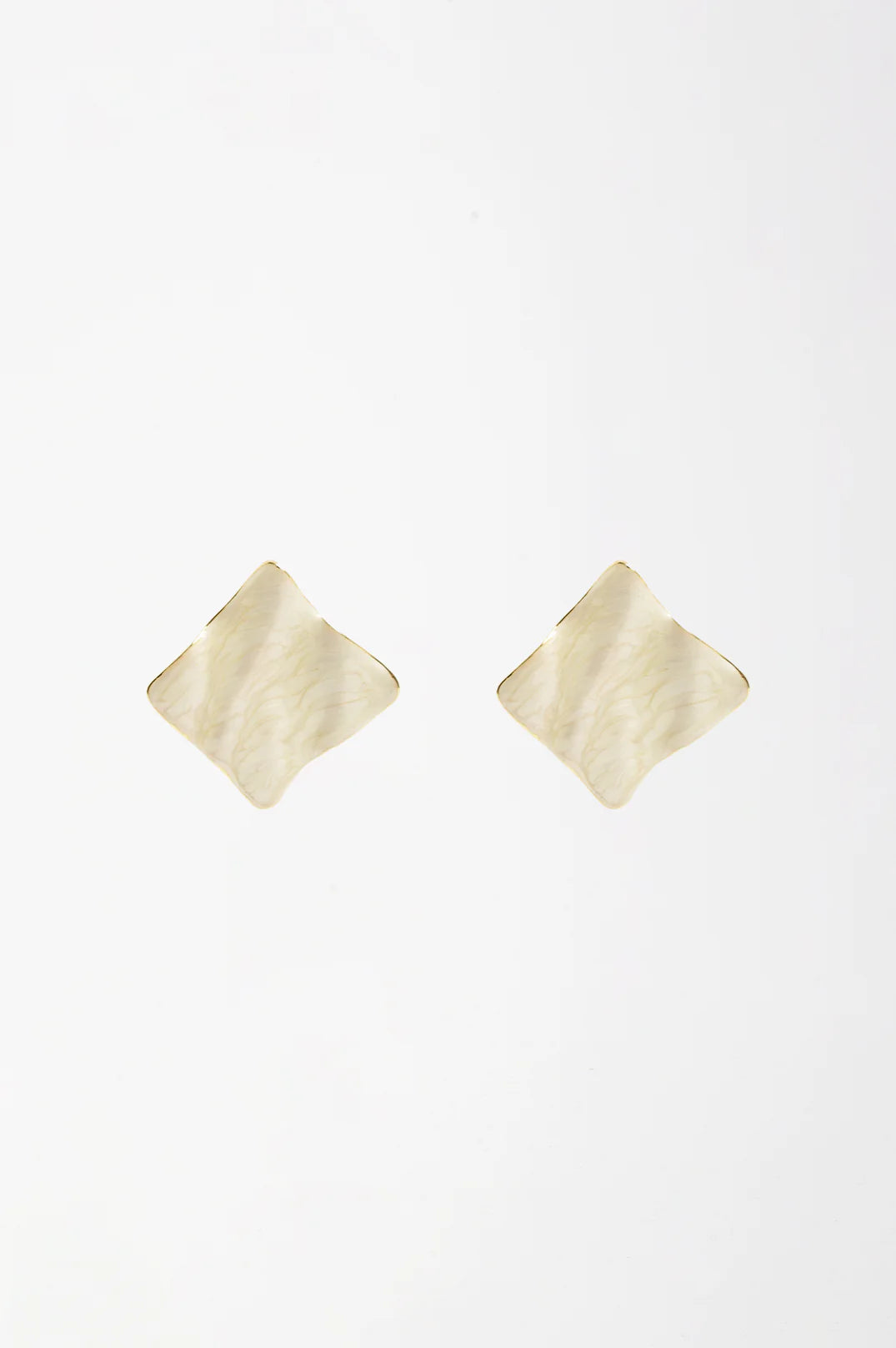 Adorne Statement Geo Event Earrings - Cream/Gold
