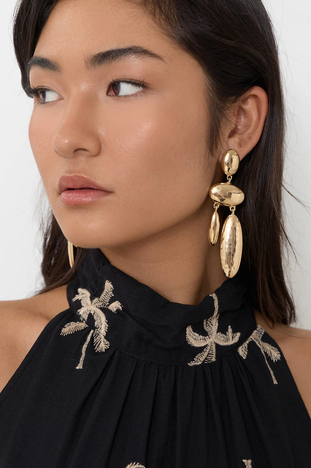 Adorne Hammered Metal Event Earrings - Gold