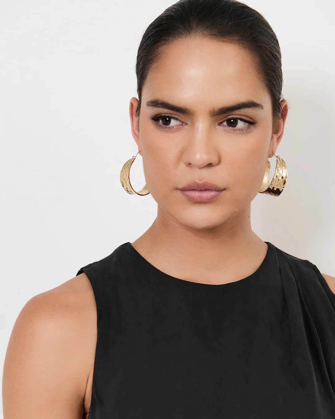 Adorne Statement Hammered Event Hoops - Gold