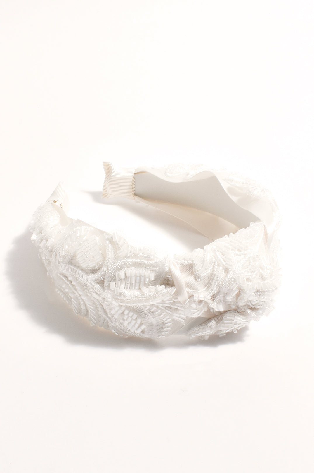 Adorne Beaded Knot Event Headband - Cream