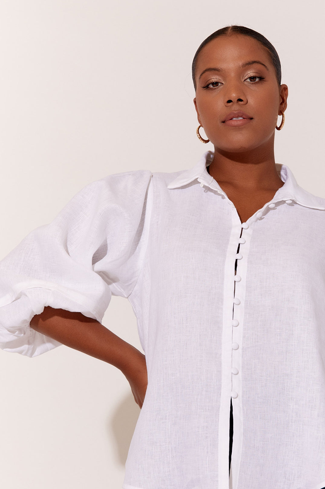 Adorne Esther Linen Shirt - White