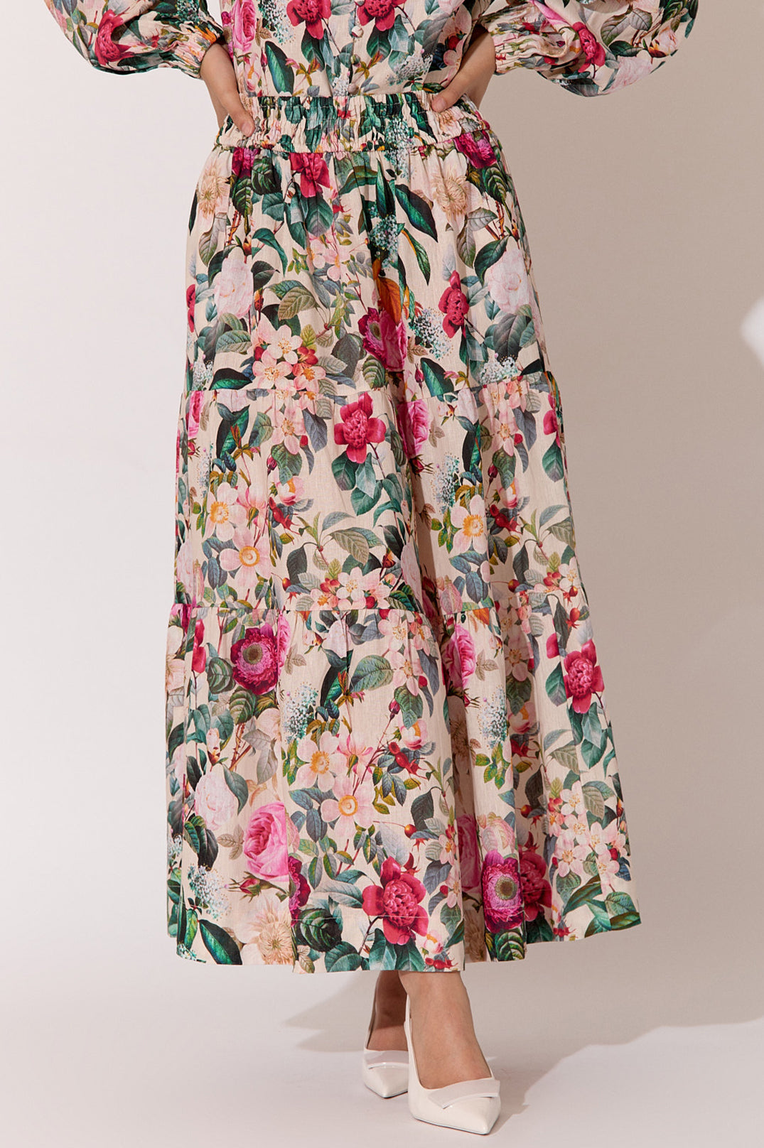 Adorne Morgan Floral Maxi Tiered Skirt