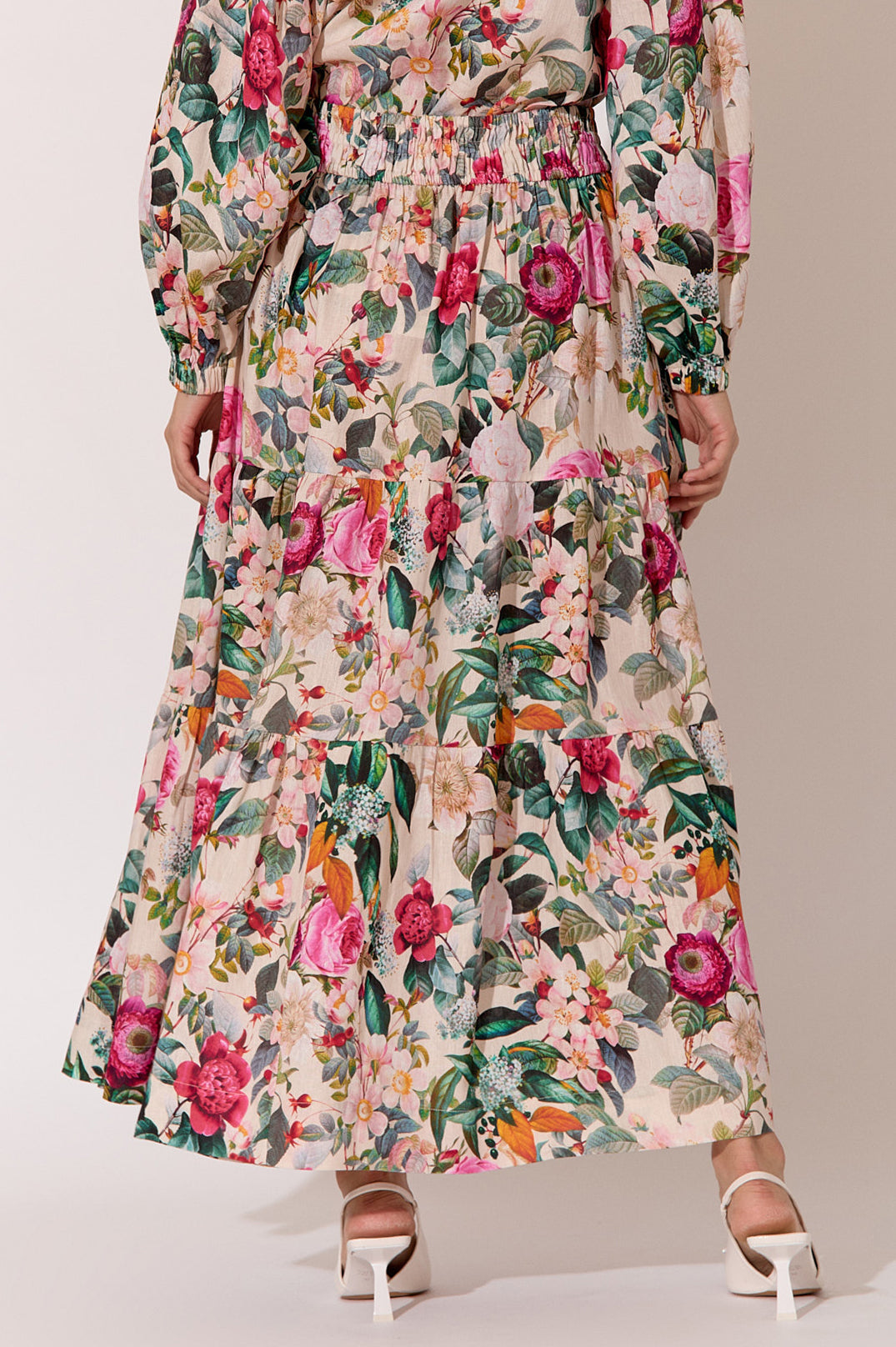 Adorne Morgan Floral Maxi Tiered Skirt