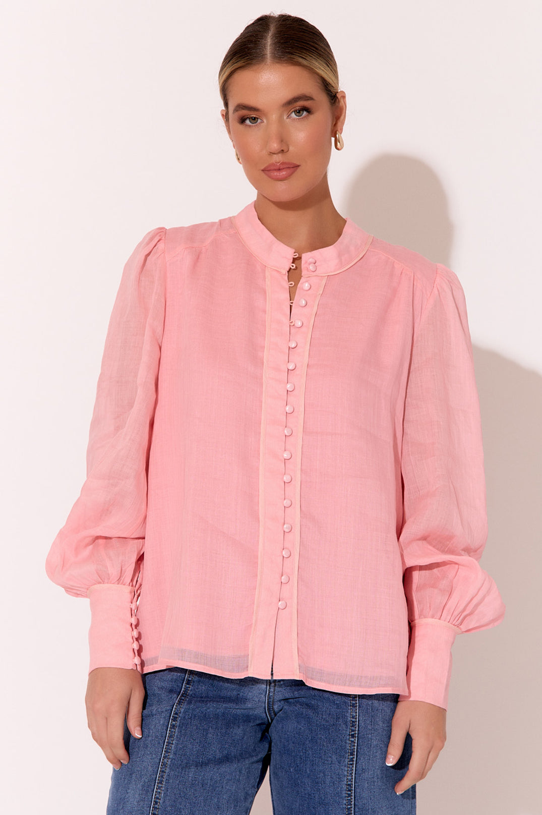 Adorne Samantha Ramie Shirt - Pink