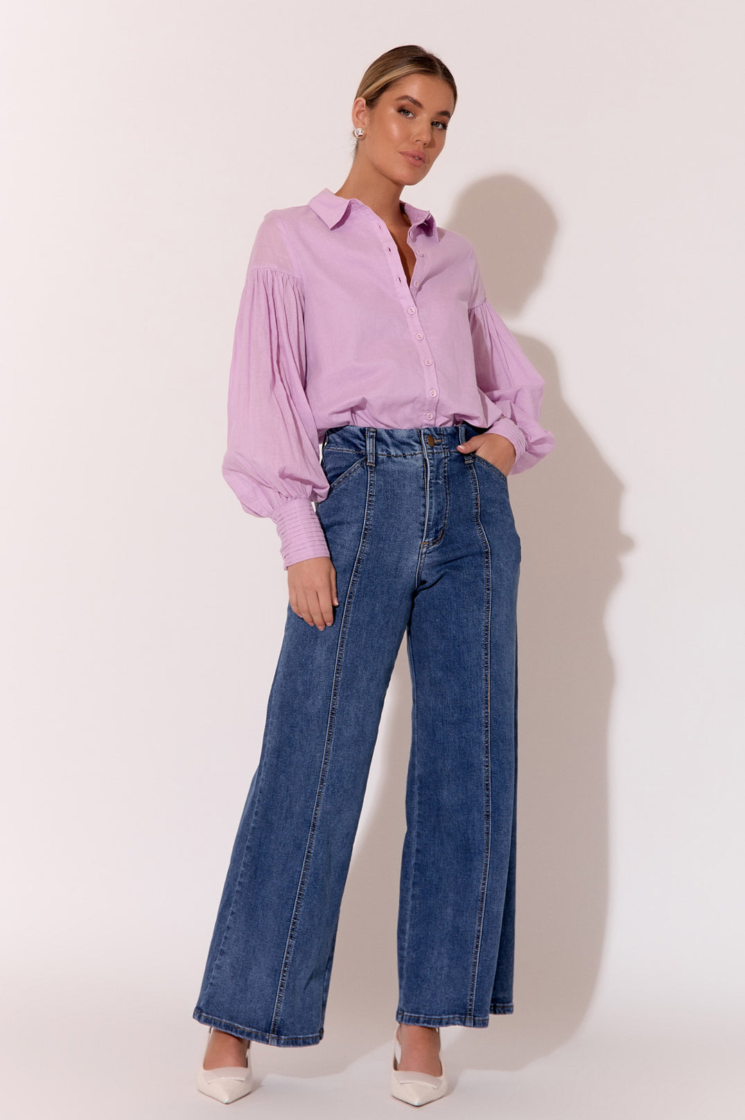 Adorne Ebony Pintuck Detail Shirt - Lilac