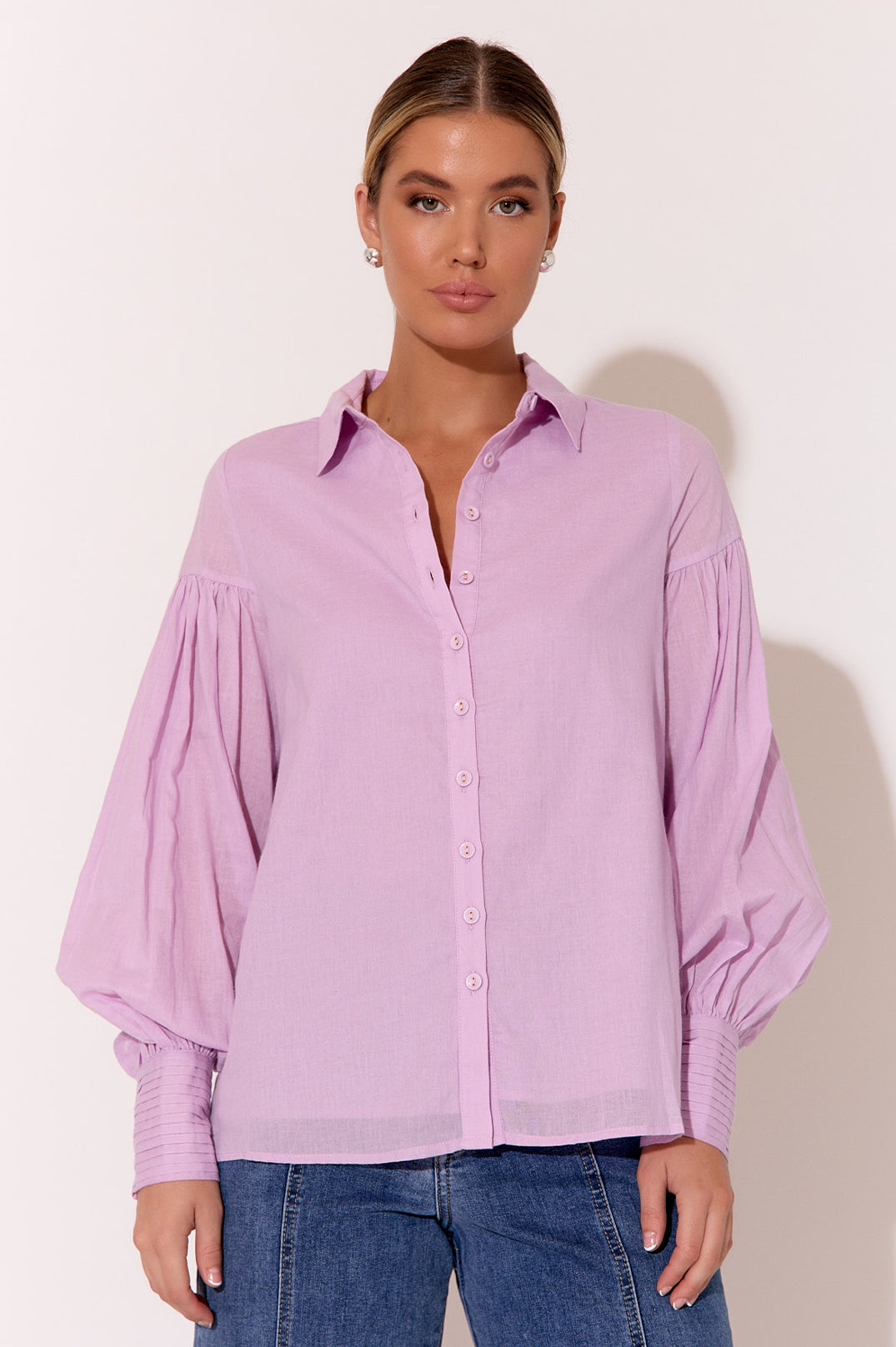 Adorne Ebony Pintuck Detail Shirt - Lilac