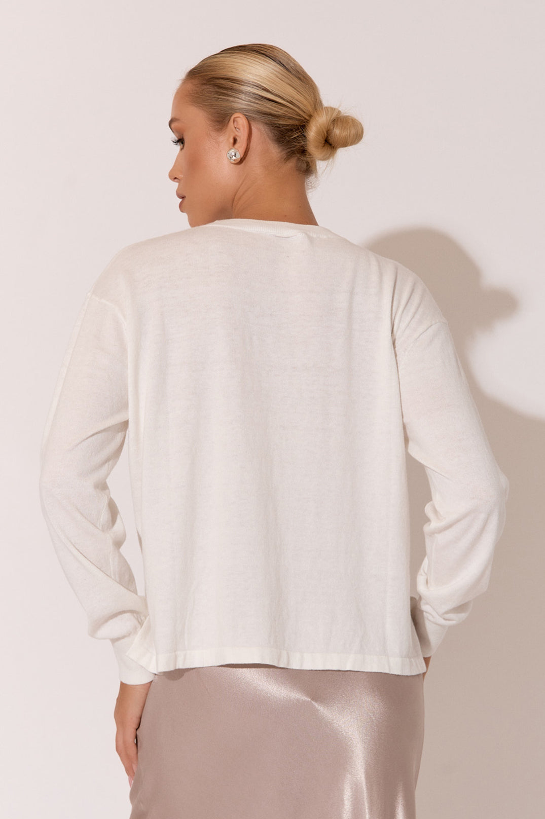 Adorne Rowan Cotton Cashmere Long Sleeve Knit - Cream