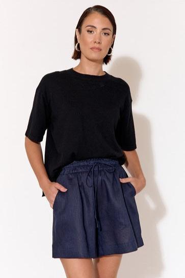 Adorne Billy Linen Short - Navy