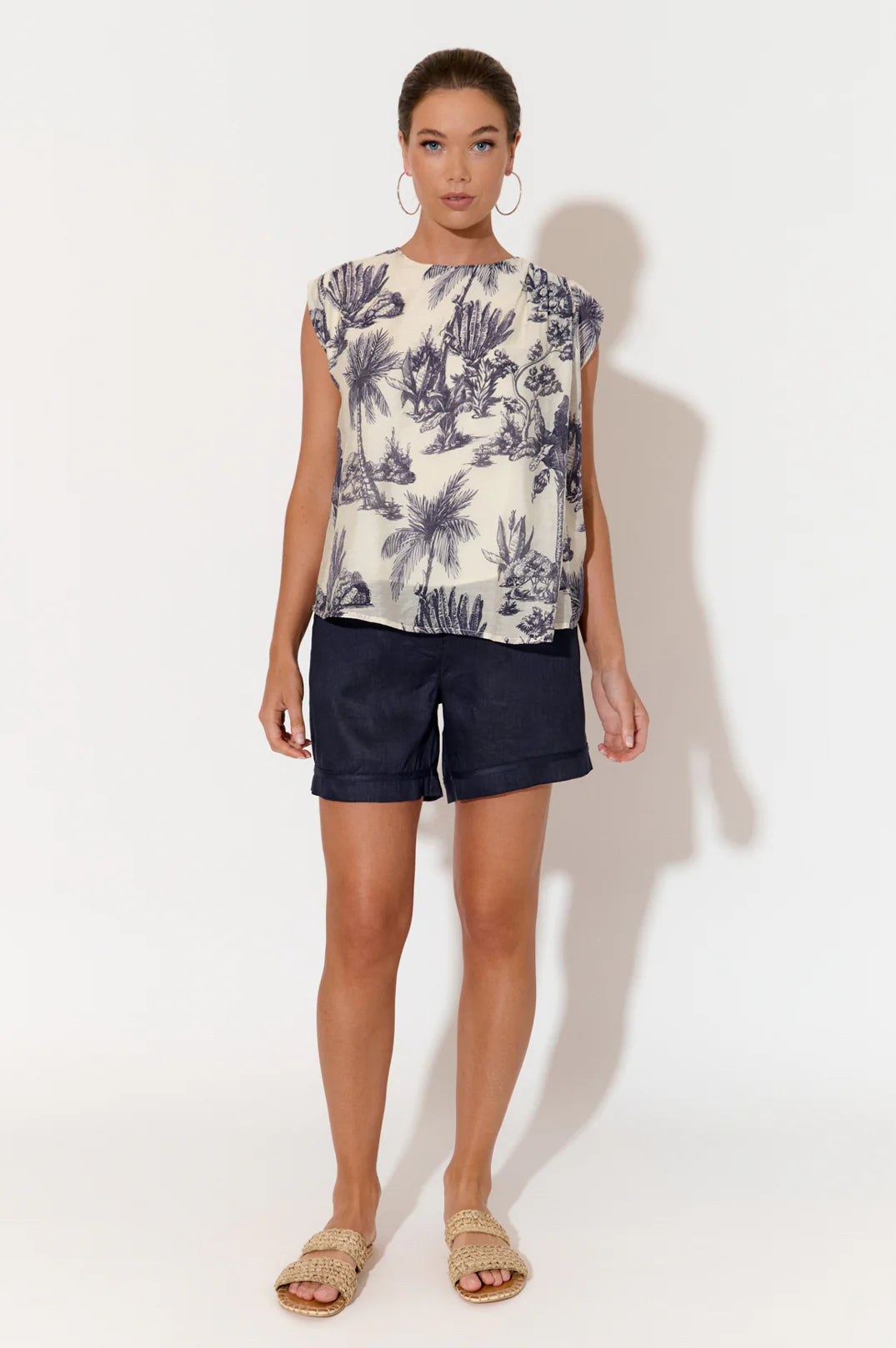 Adorne Haven Linen Short - Navy