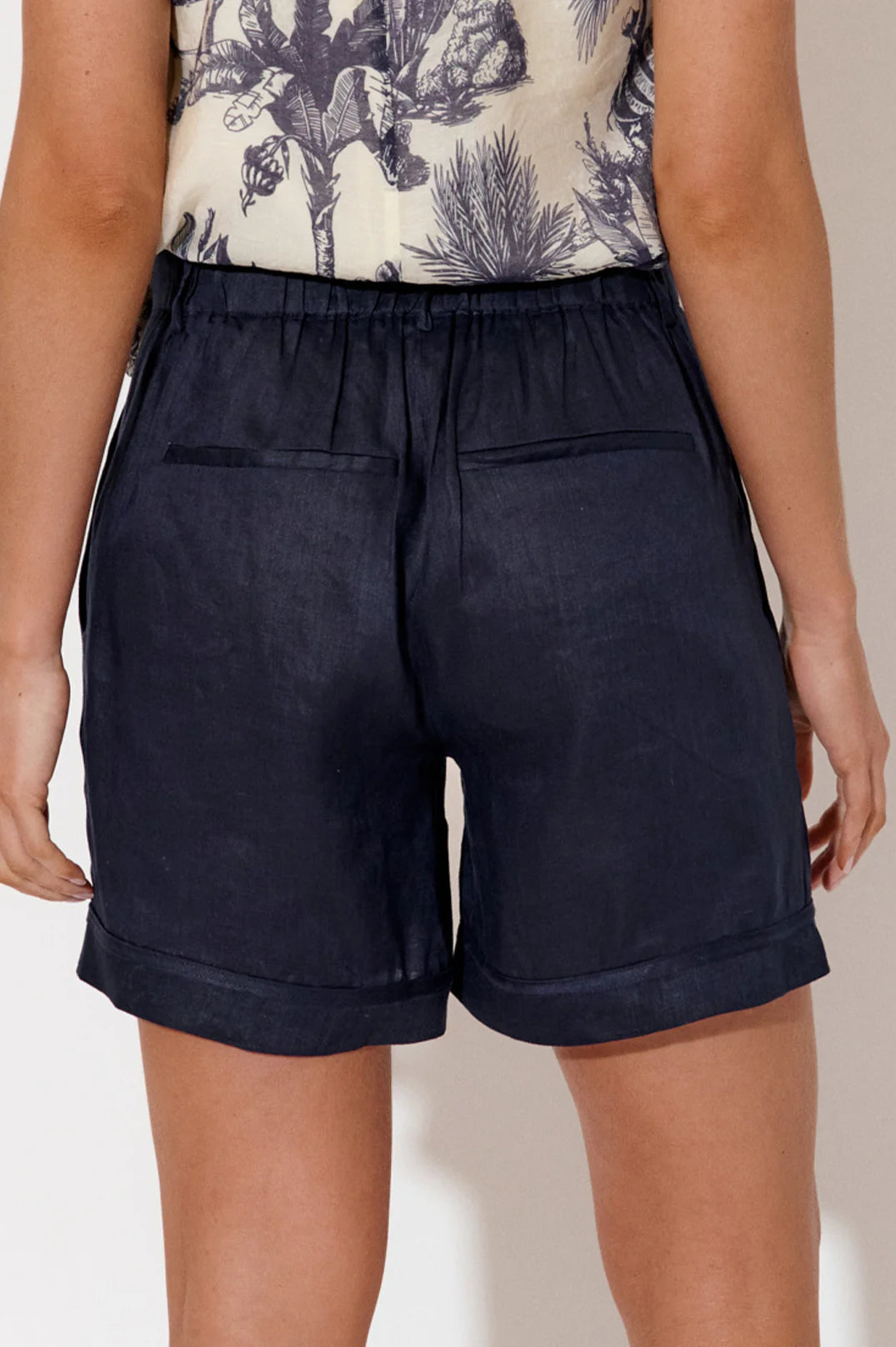 Adorne Haven Linen Short - Navy