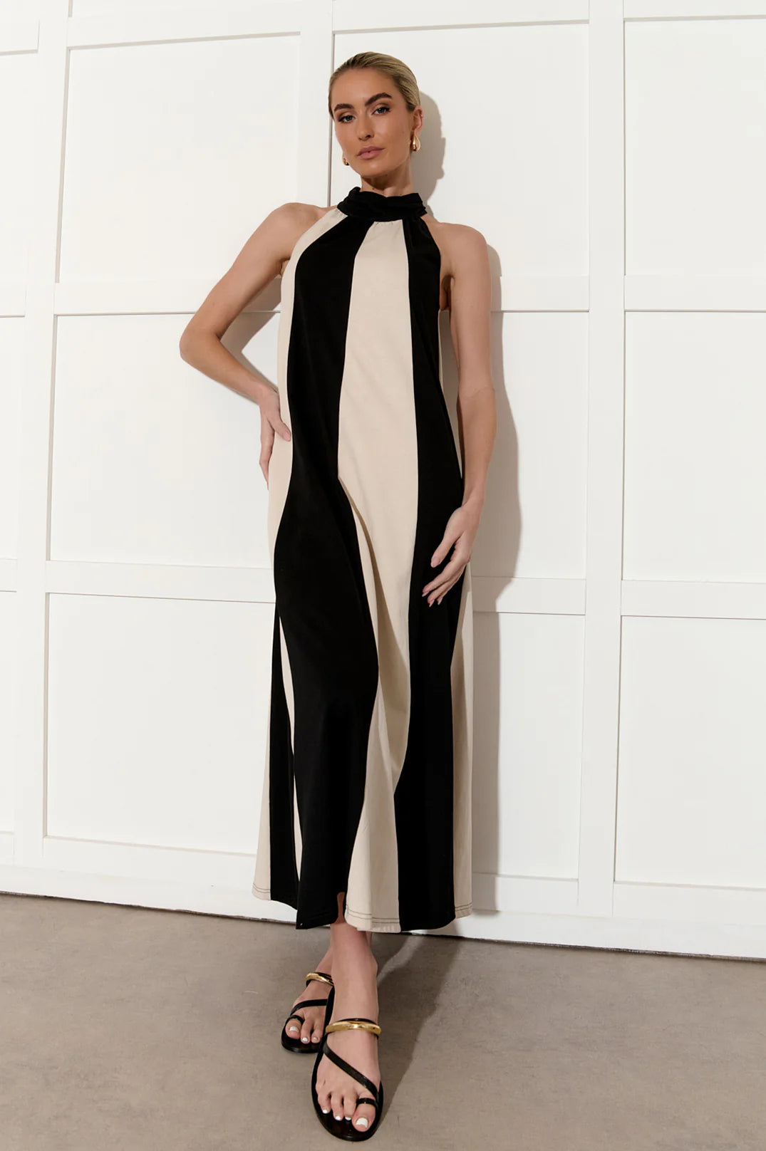 Adorne Kendra Contrast Panelled Maxi Dress