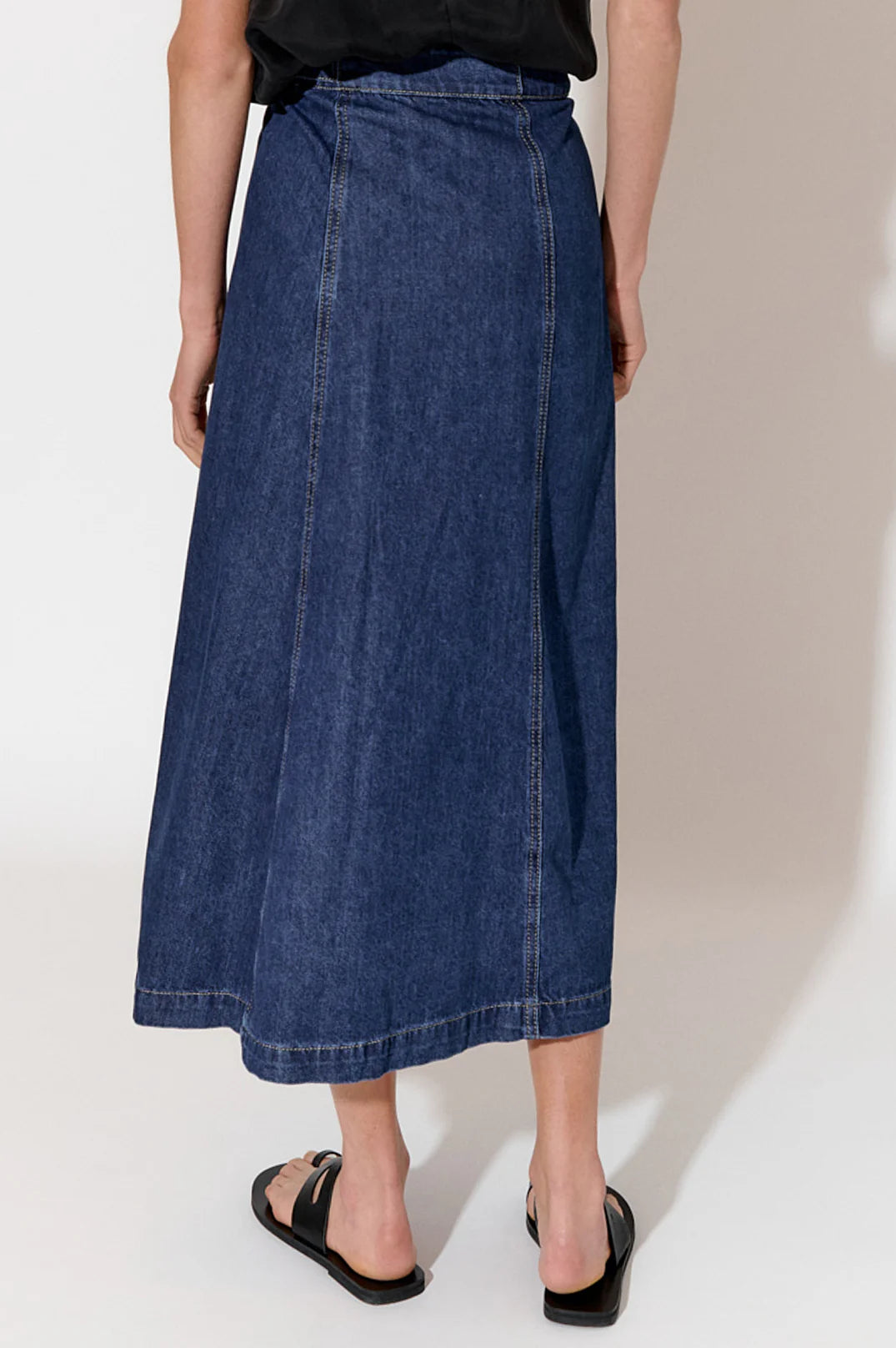 Adorne Megan Wrap Denim Skirt - Mid Denim