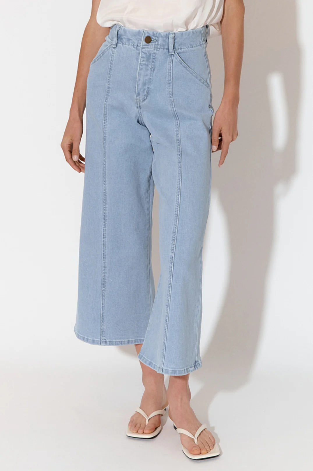 Adorne Adele Wide Leg Crop Jean - Light Denim