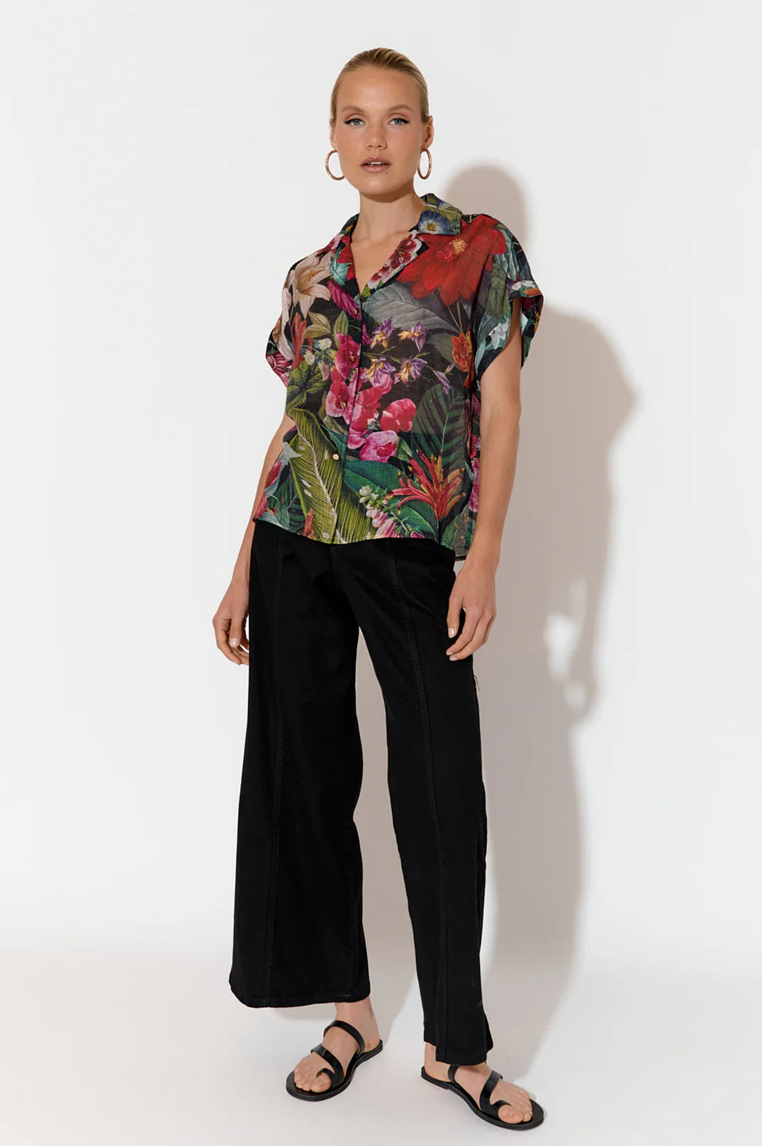 Adorne Miley Floral Short Sleeve Shirt