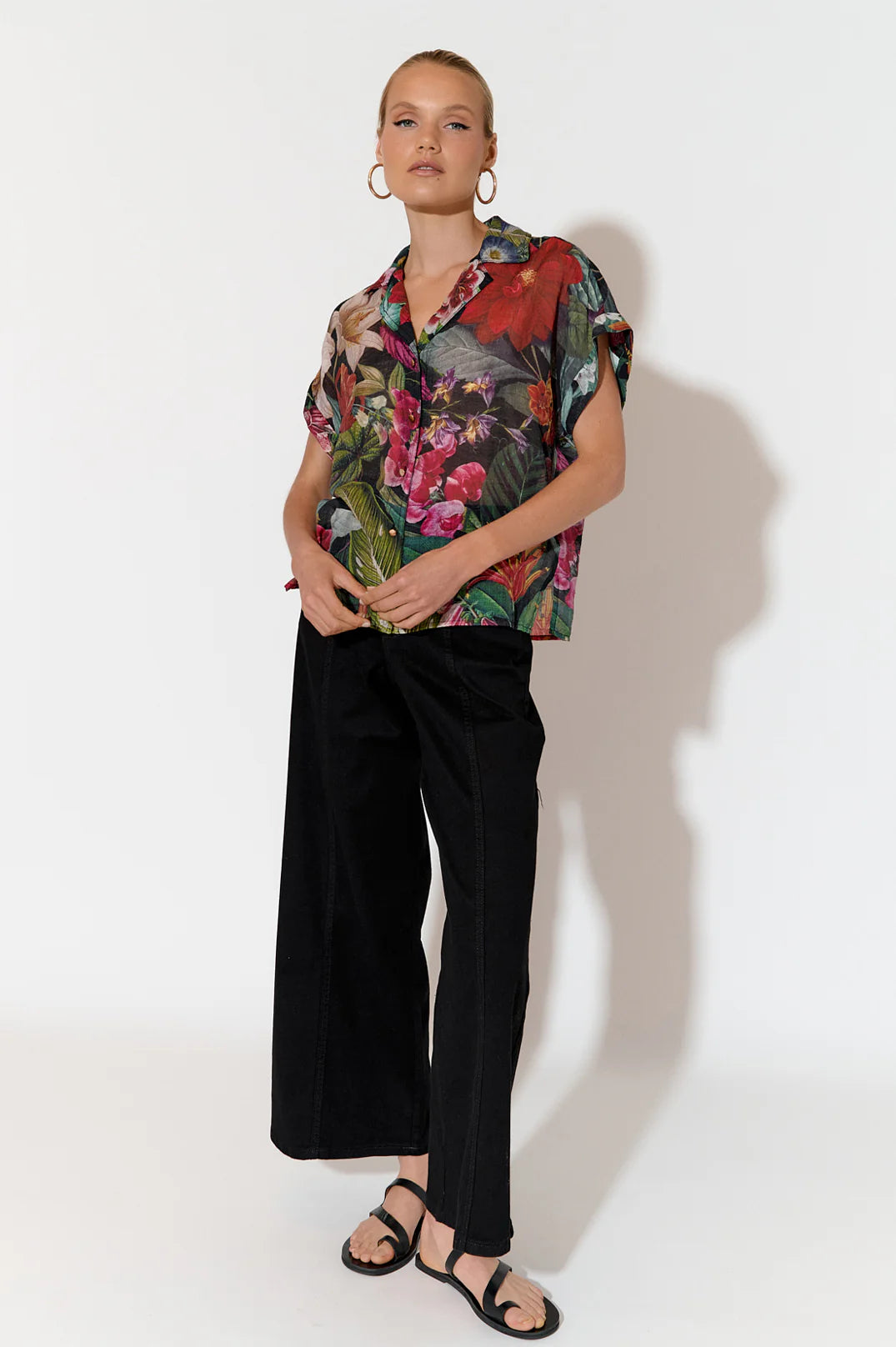 Adorne Miley Floral Short Sleeve Shirt