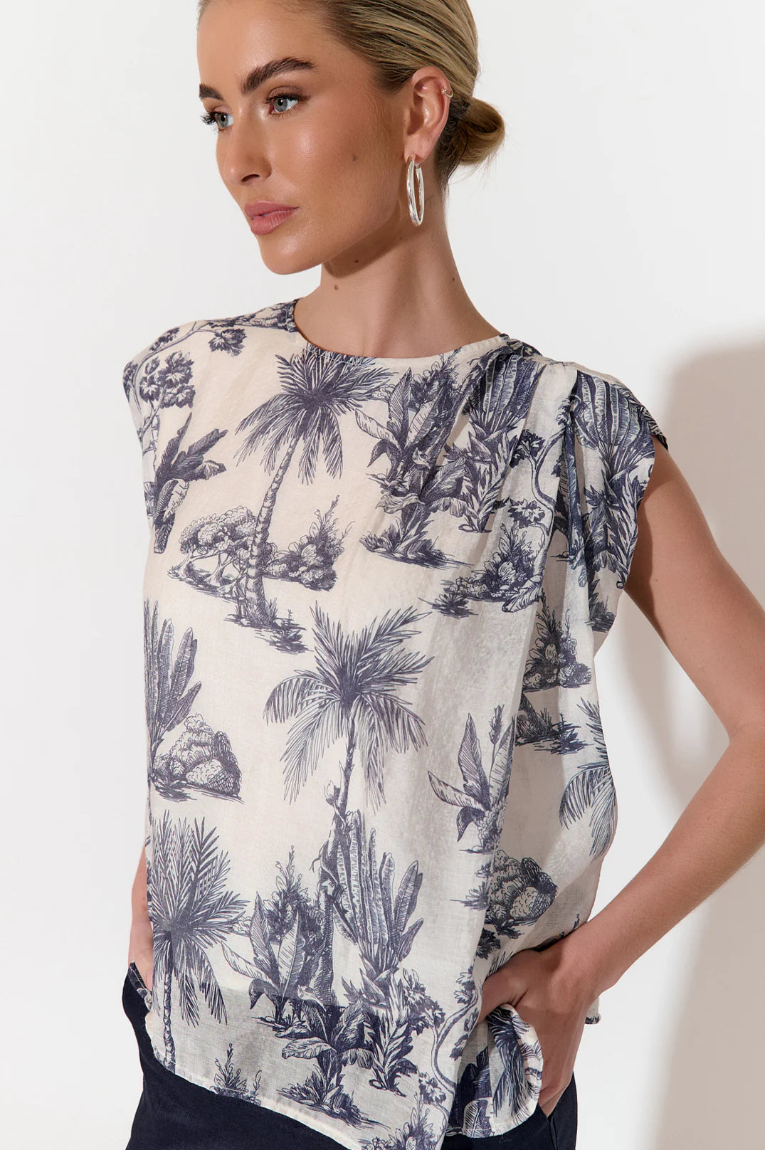 Adorne Yara Toile Print Top