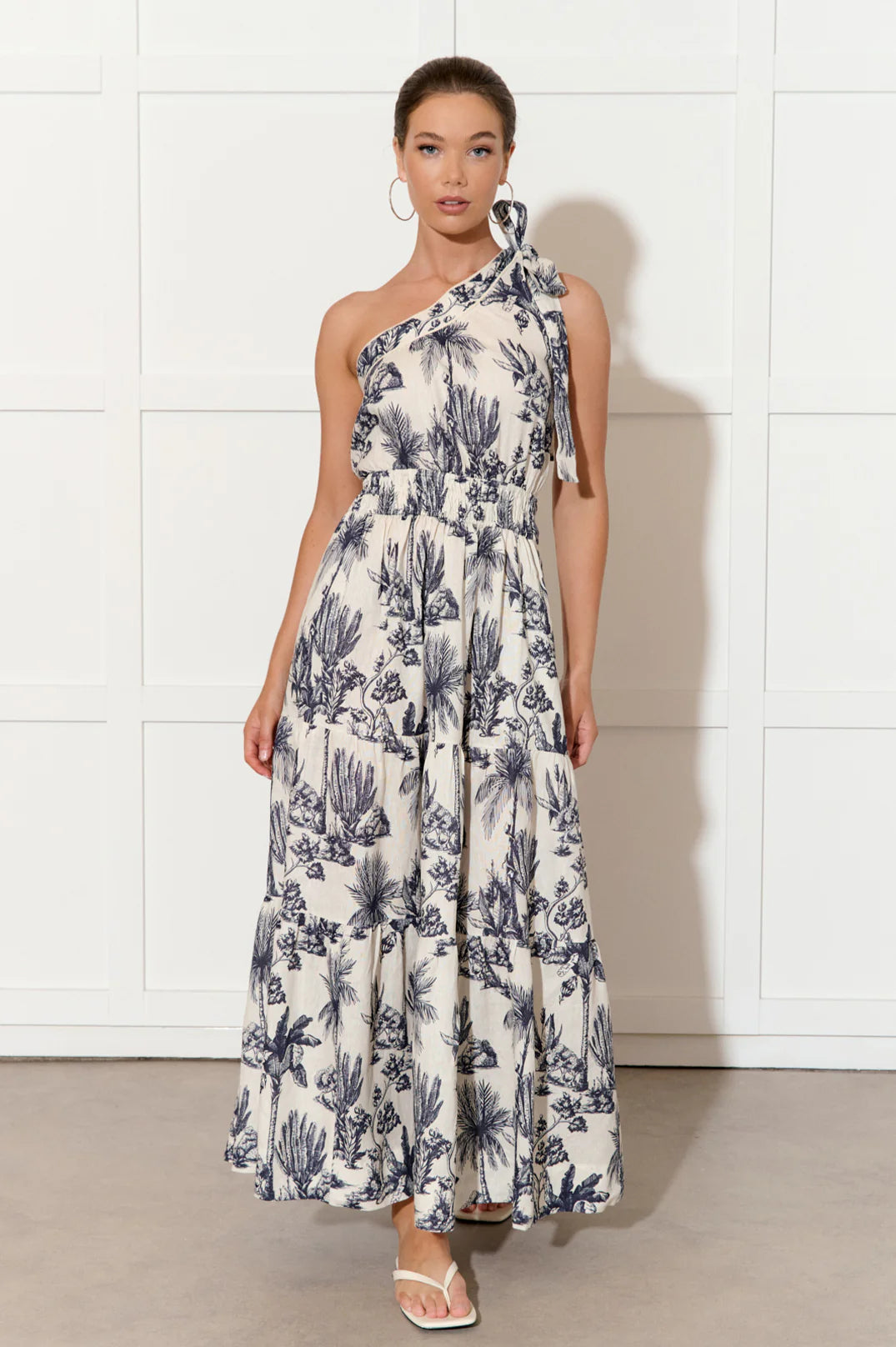 Adorne Eve Linen Toile Print Dress