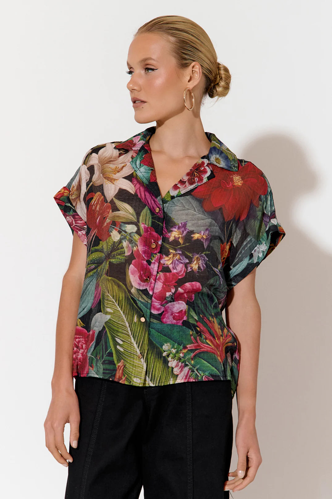 Adorne Miley Floral Short Sleeve Shirt