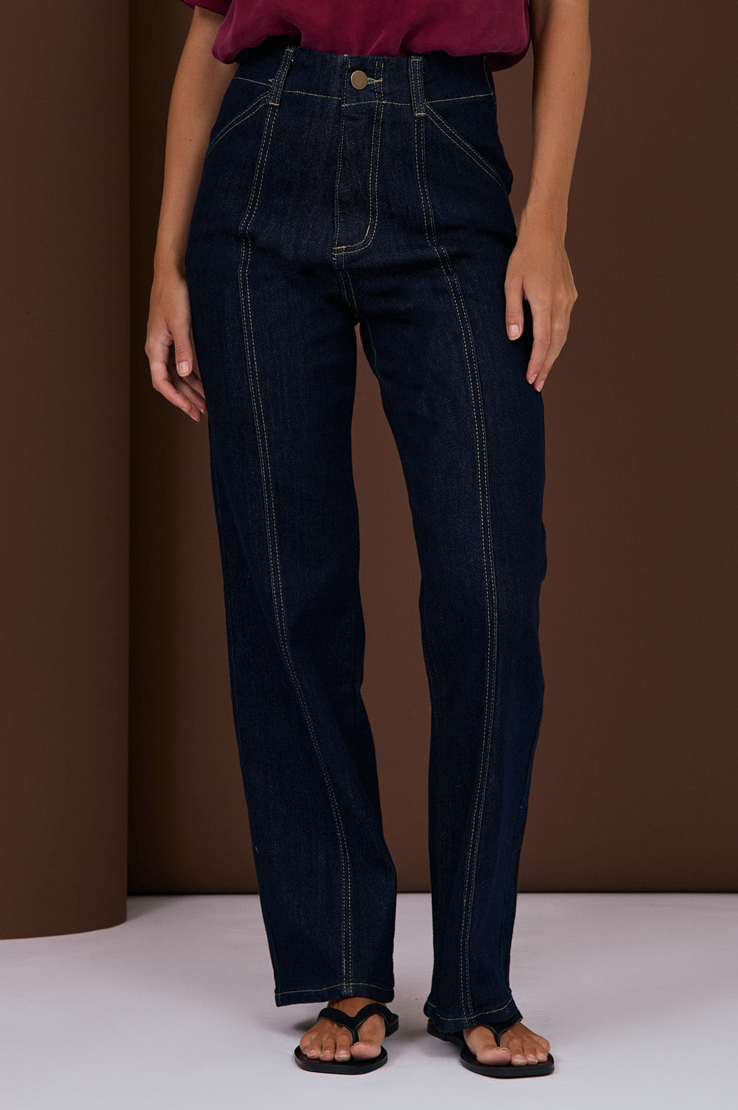 Adorne Blaire Straight Leg Jean - Dark Denim