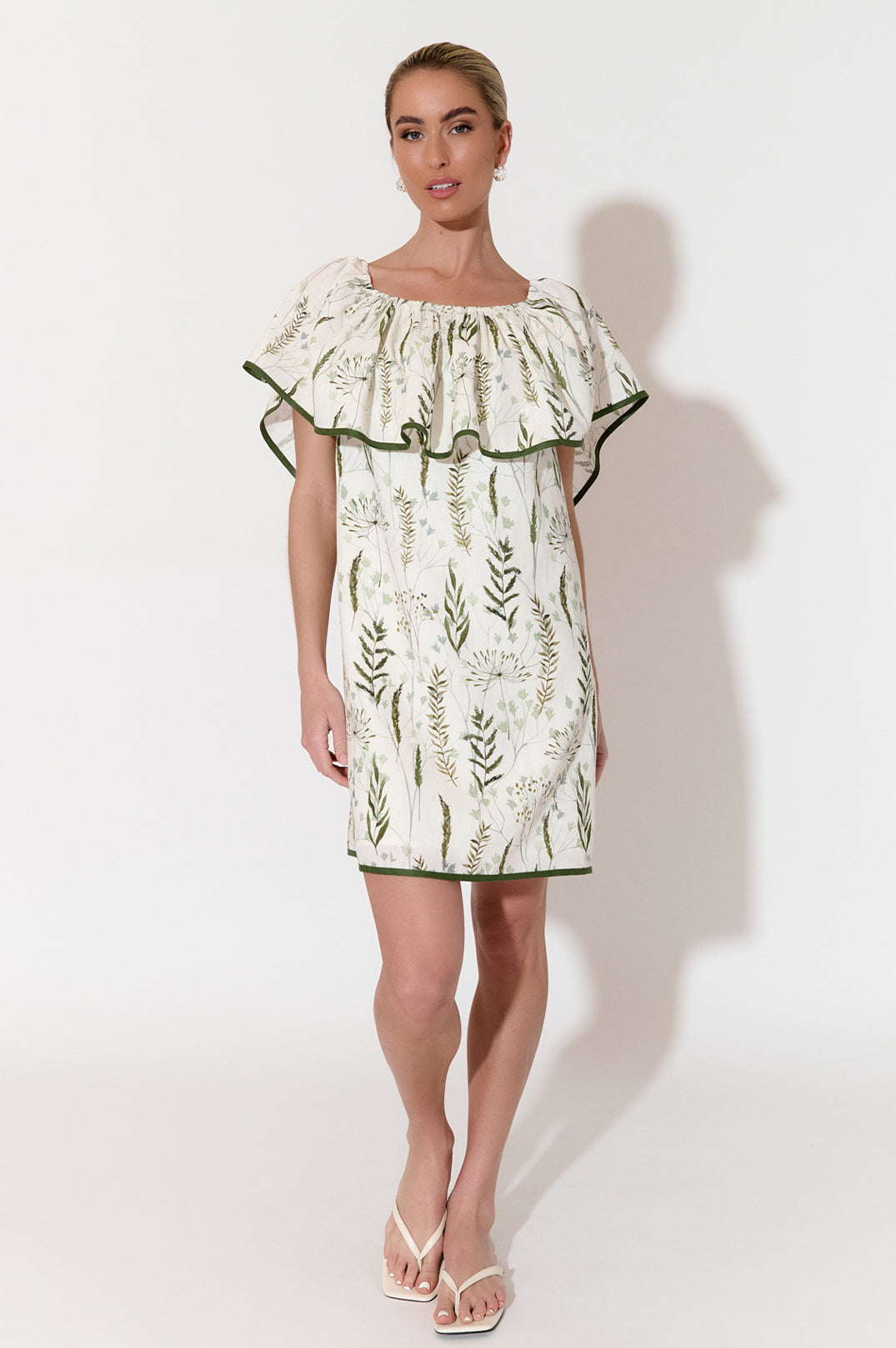 Adorne Bronte Printed Linen Short Dress