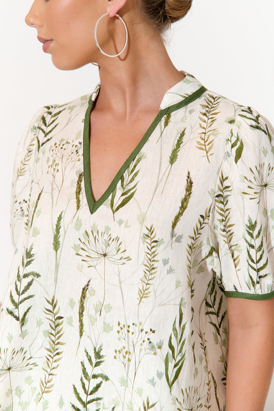 Adorne Leilani Printed Linen Top