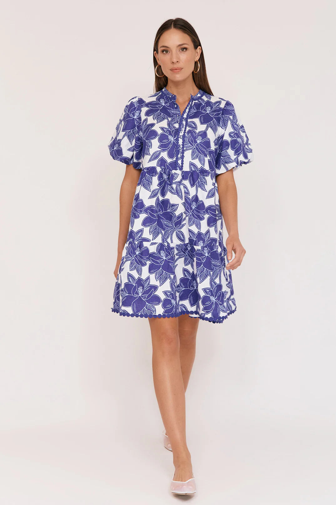 Adorne Jade Printed Linen Dress