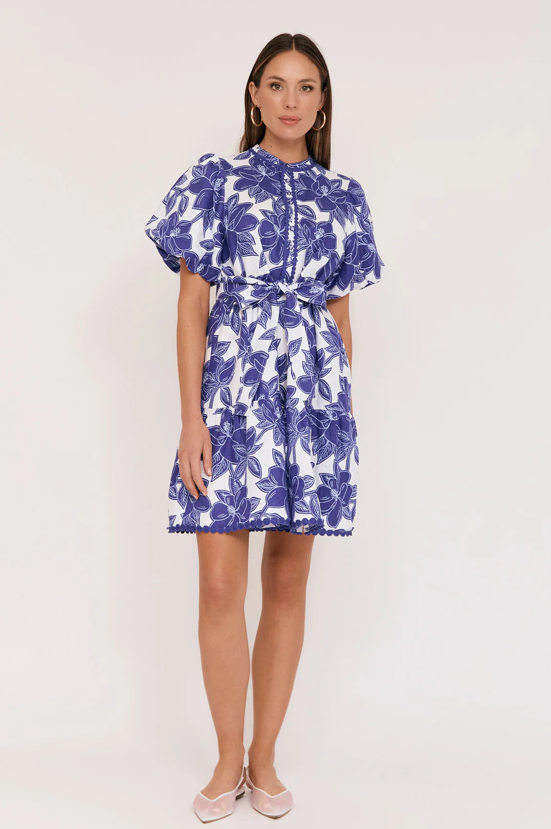 Adorne Jade Printed Linen Dress