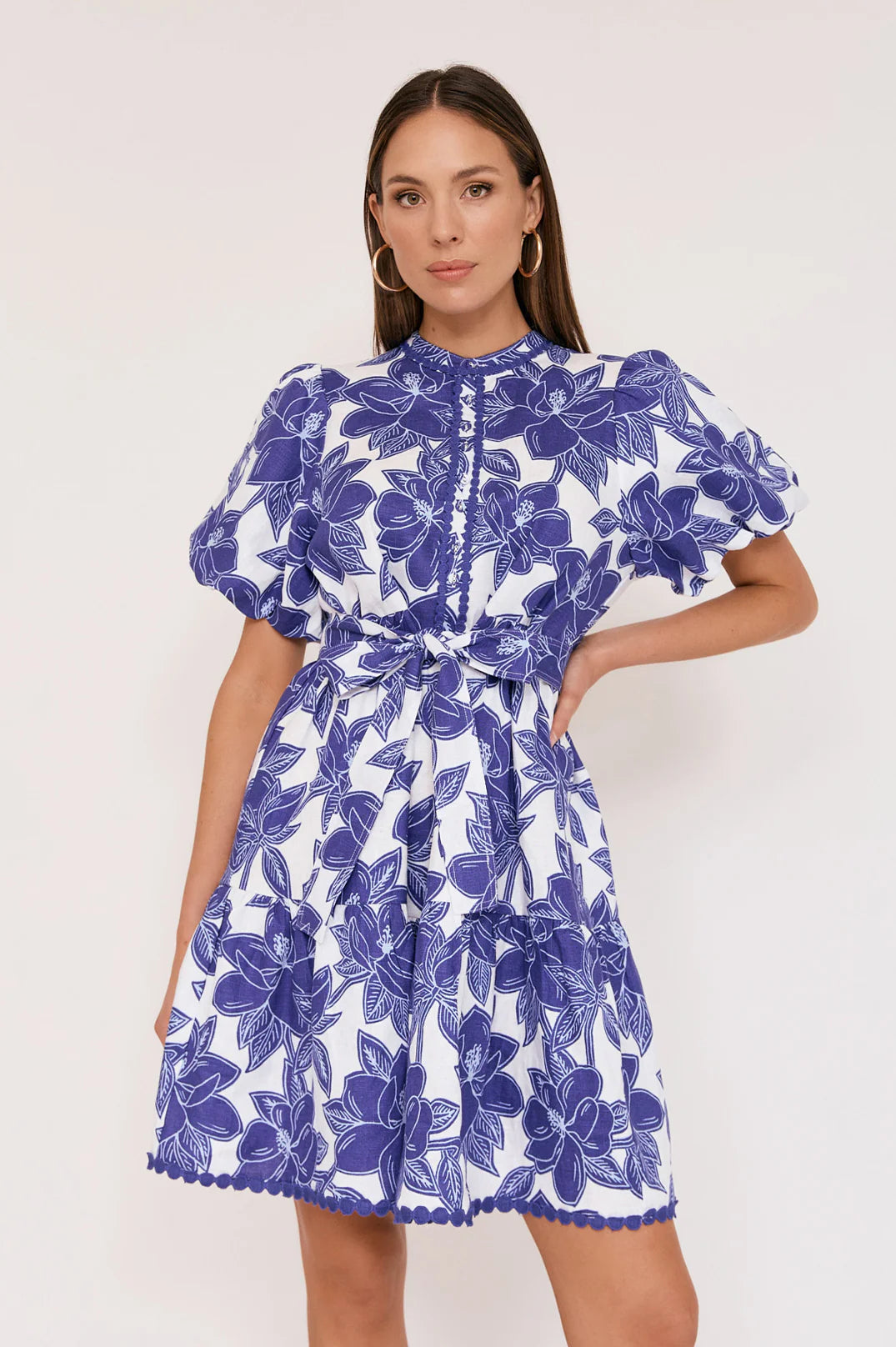 Adorne Jade Printed Linen Dress